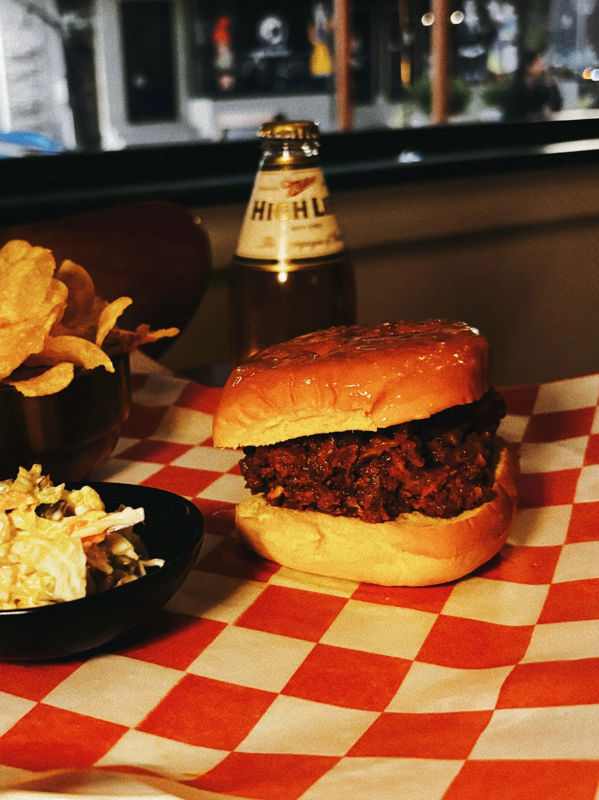 Sloppy Joes at Louie's new Happy Hour tonight. Comes with chips and slaw. Grab a Miller High Life pony for $3 to wash it down. 5pm&ndash;7pm. Be there or be square.