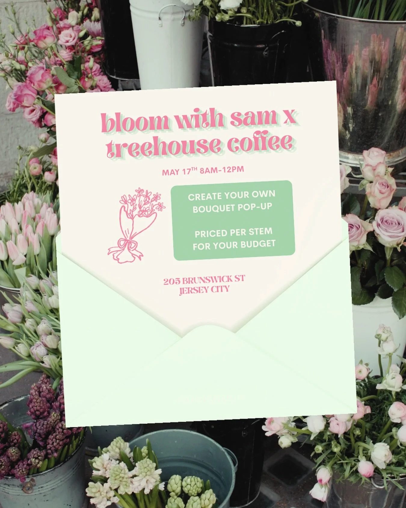 🌸 ☕️This Sunday come grab a cold brew and some blooms at @treehousejc on Brunswick! 

Can&rsquo;t wait to create with you 💐 Nothing better on a Sunday morning than fresh flowers to avoid the scaries!