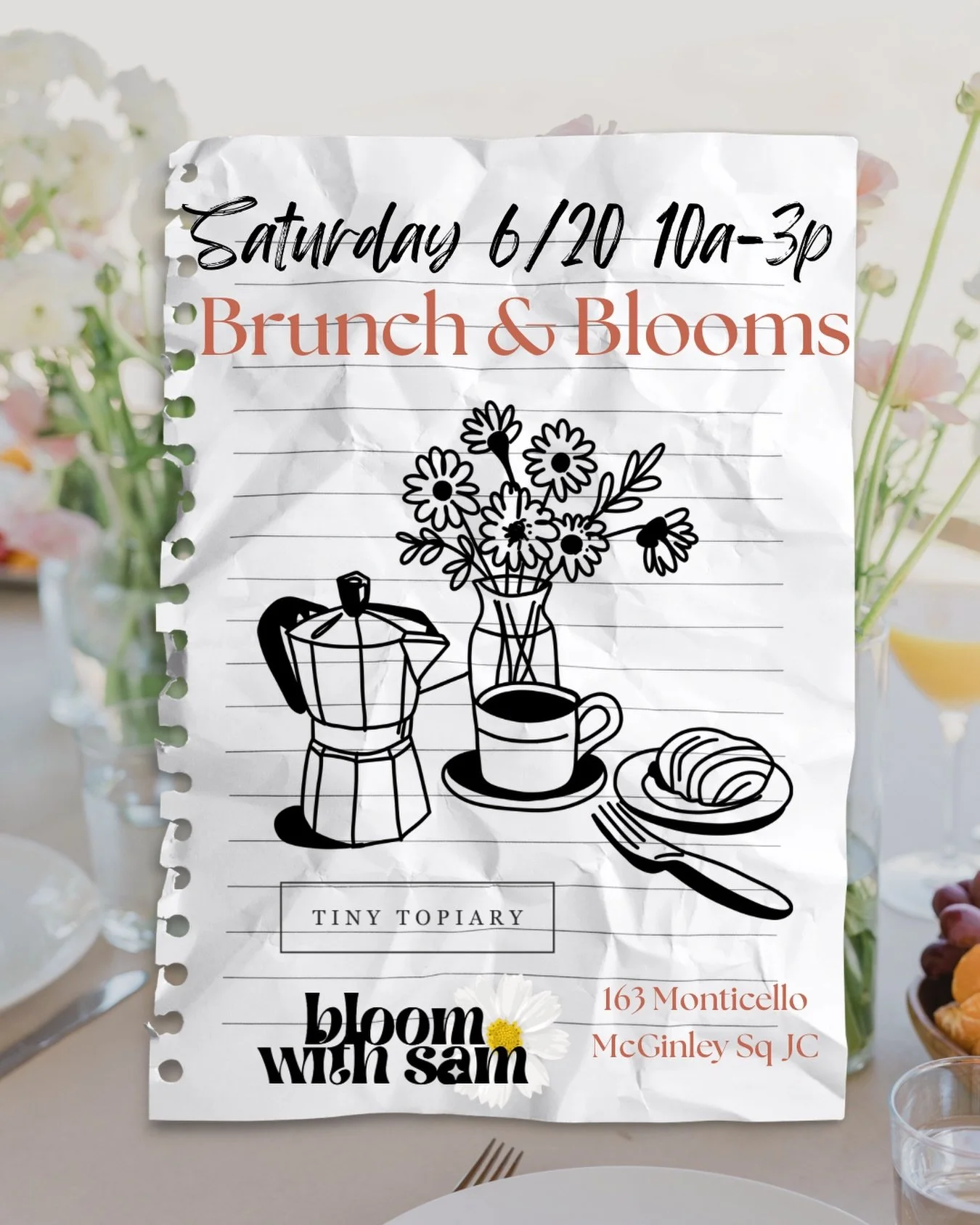 I&rsquo;ve been drooling over the @tinytopiary_bergenhill menu for months now, and I&rsquo;m so excited to finally be able to gorge a bit on some tasty treats while building some bouquets!

Check out their tantalizing menu and come hang this Saturday