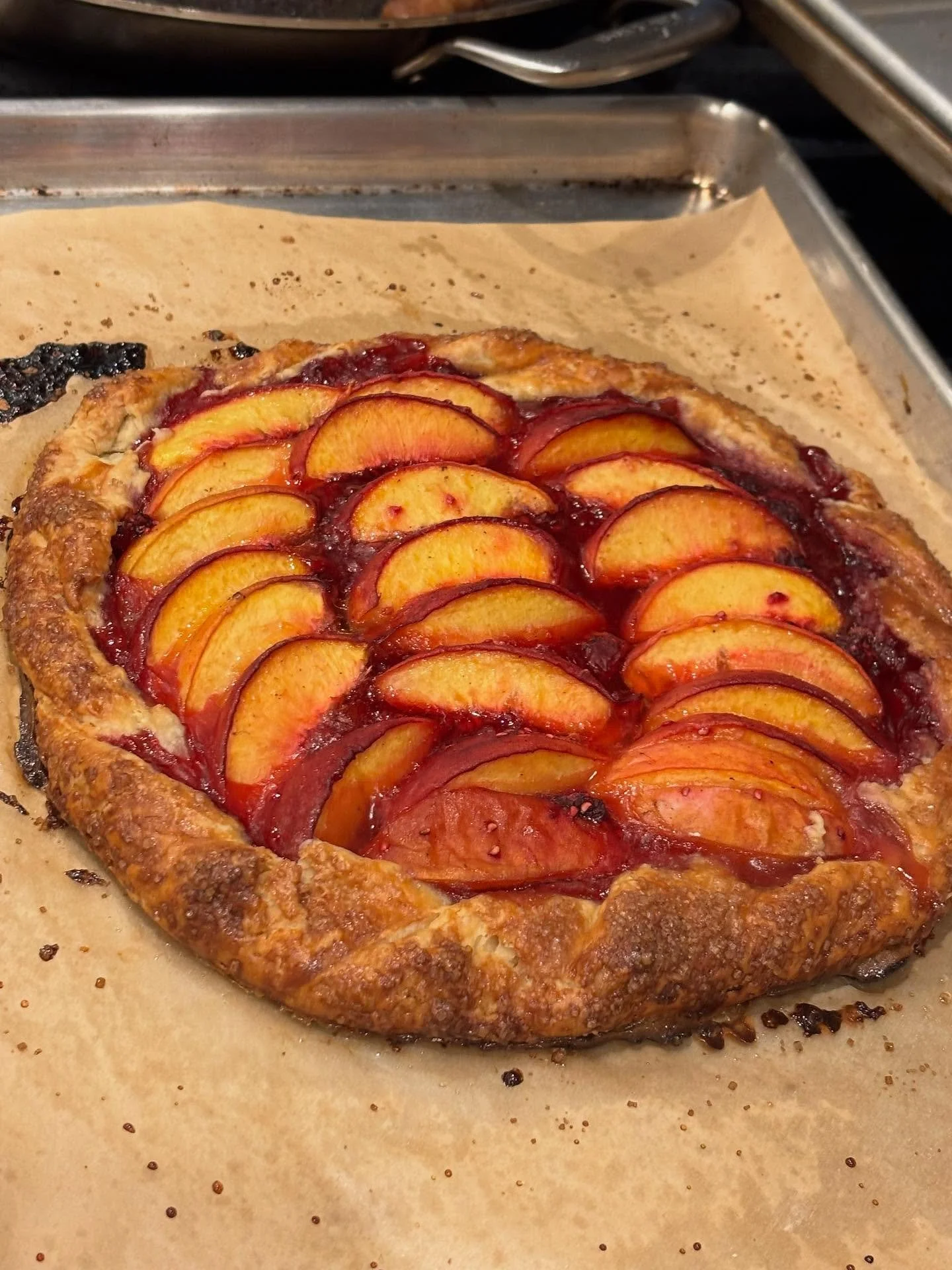 Last of the last summer harvest 🍑

Peach/rasberry vanilla galette as guided by @nicolaalamb 's pretty perfect galette recipe. I tore through her latest book &quot;Sift&quot; and it's made me really excited to bake!!

9/10 on 9.25.25 💗