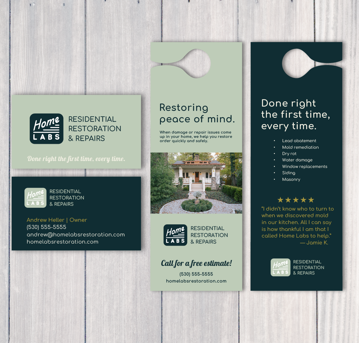 Home Labs Residential Restoration & Repairs — A refined brand system designed to reinforce credibility during high-stakes home repair and restoration projects.