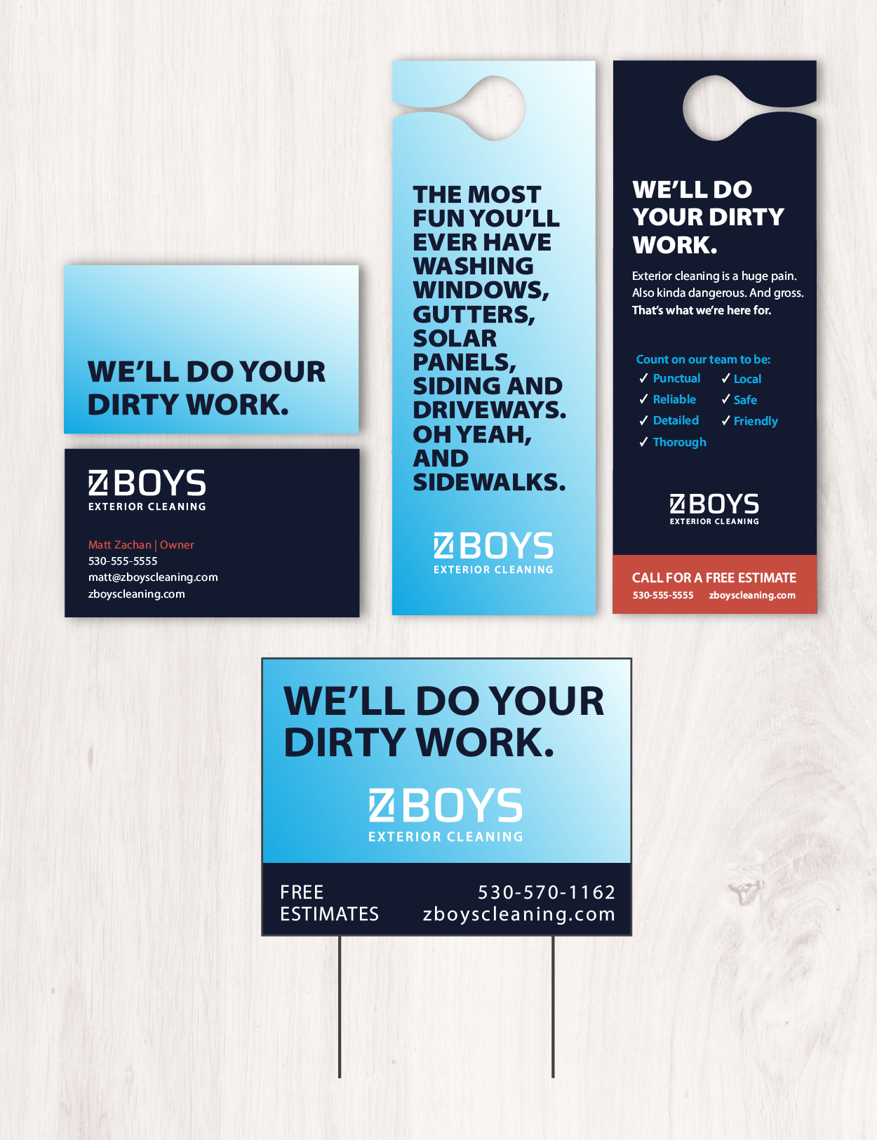 Z Boys Exterior Cleaning — A fresh, professional identity that builds trust quickly with homeowners and property managers.