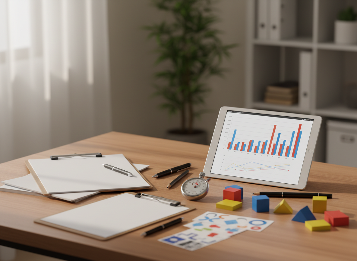 Testing materials on a desk