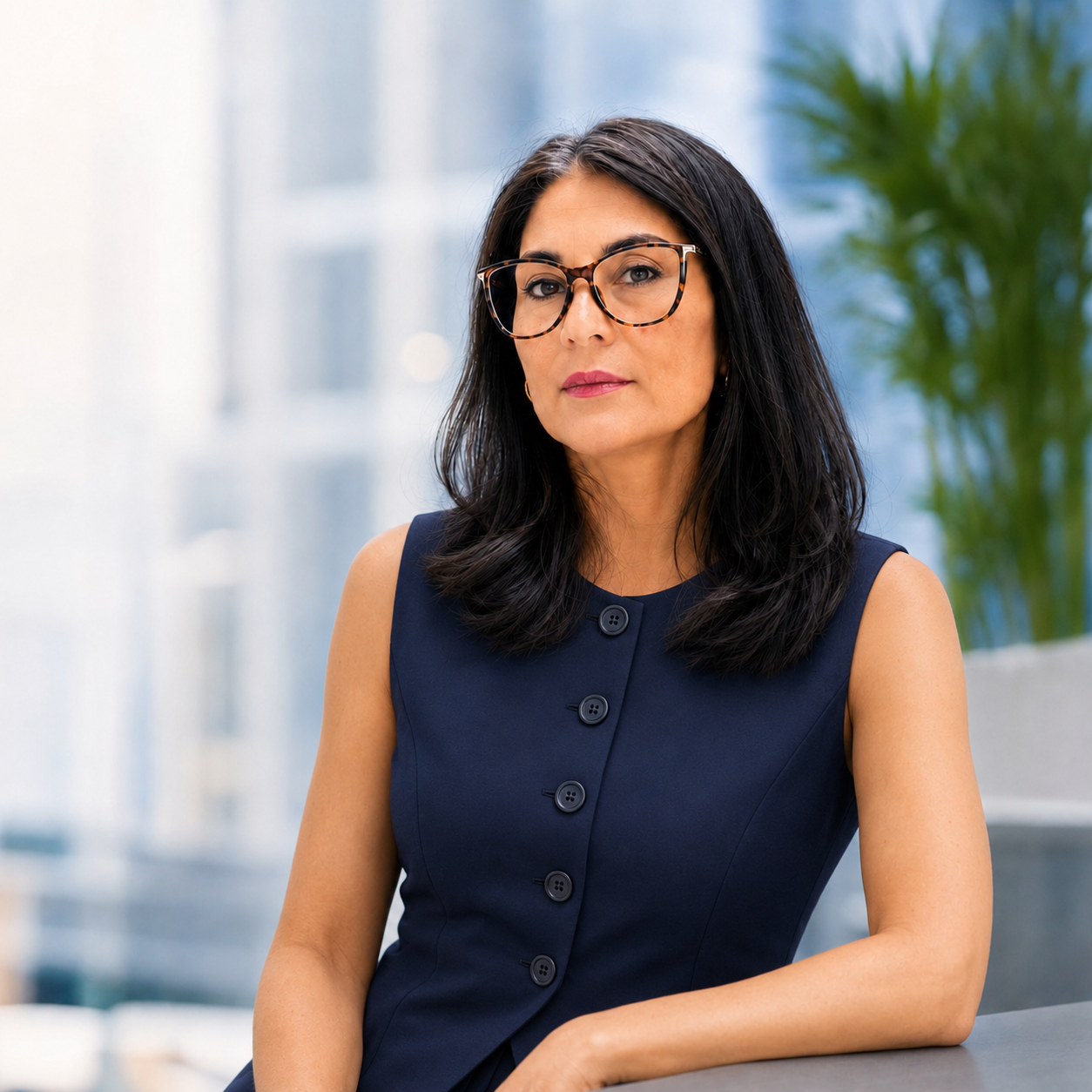 Cezuan Martinez. A woman with dark hair and eyeglasses, wearing a navy blue blouse.