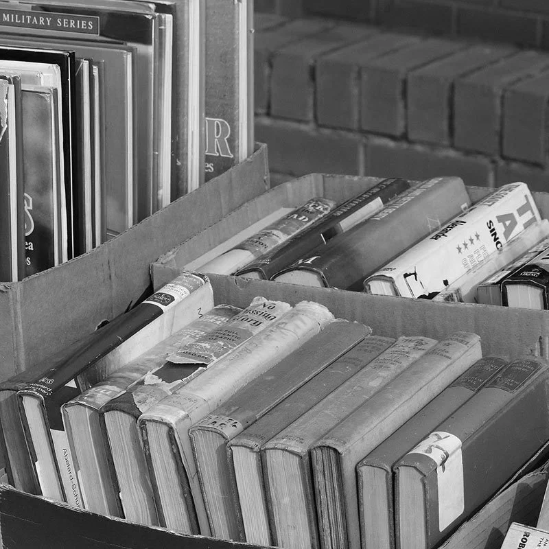 retro books at market