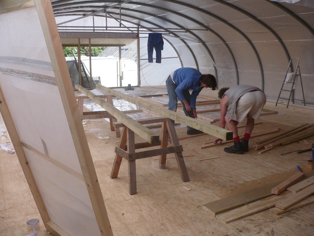 Laying the big tunnel floor, 2011, photo credit Judith Lanyon.