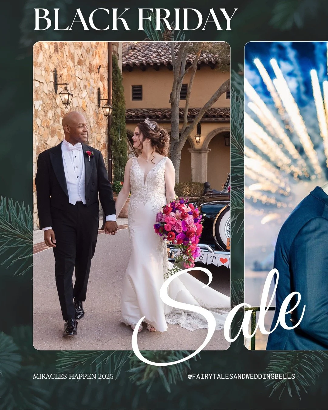 ✨ Black Friday Magic Has Arrived! ✨

Make this holiday truly magical with our Miracles Happen Promotion!
From now until November 30th, save up to $500 off your dream planning collection. 💍

Holiday Savings:
🌟 $500 off our $6,000 package
🌟 $400 off