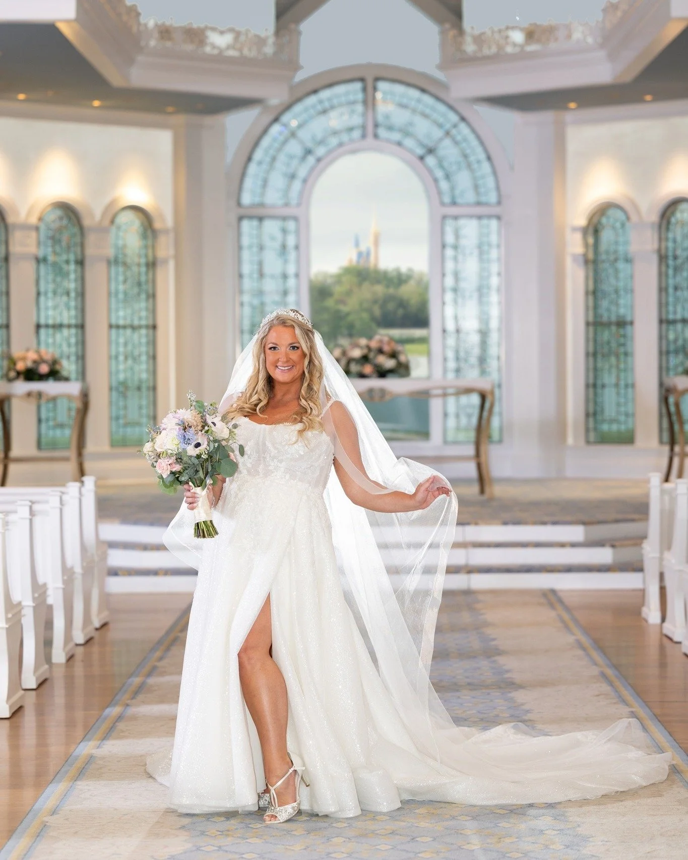 A stunning bride in the most iconic setting! ✨🤍

There&rsquo;s something truly special about Disney&rsquo;s Wedding Pavilion - the light, the elegance, and that breathtaking view of Cinderella&rsquo;s Castle brings a flutter to our heart every time 