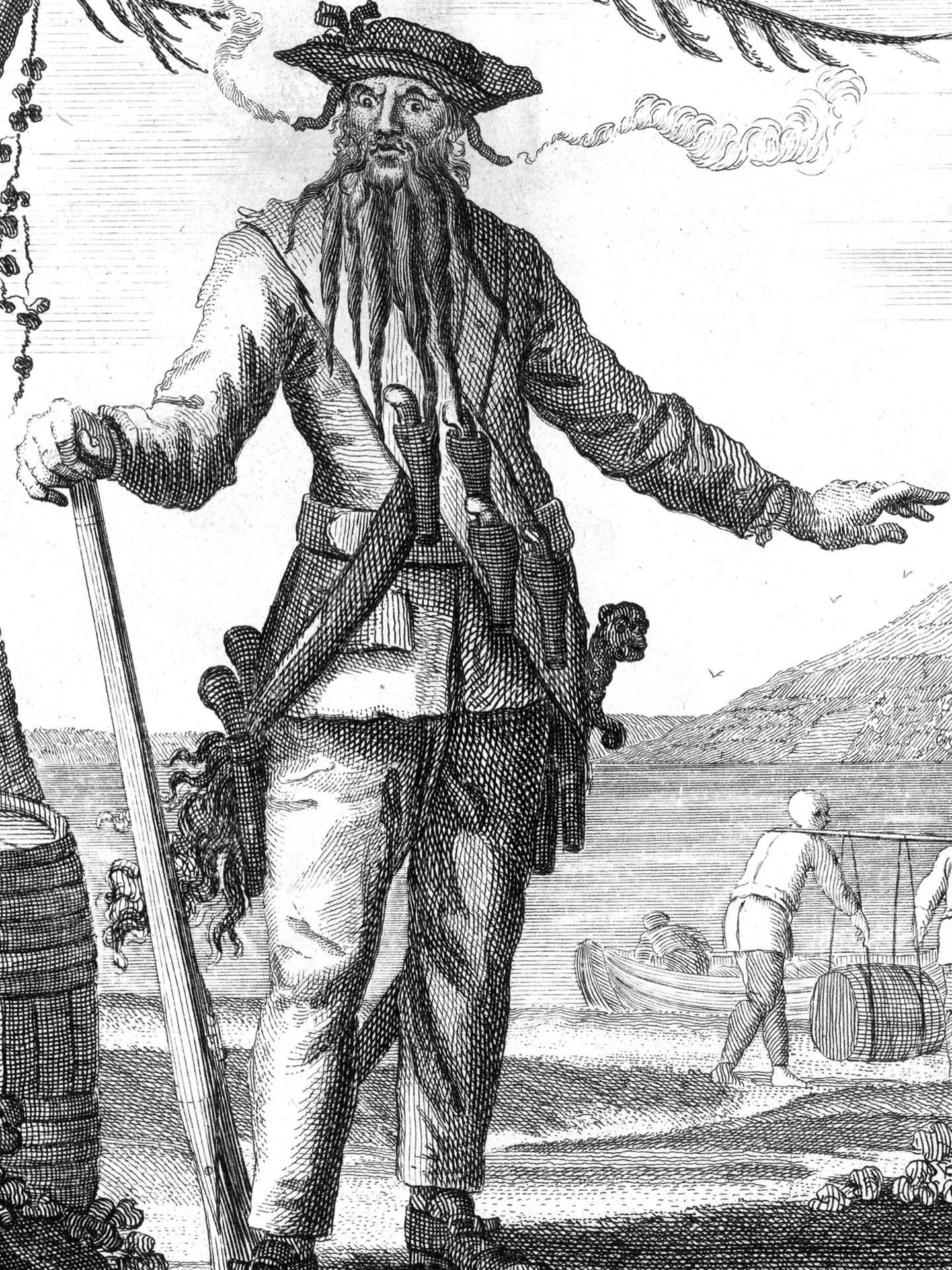 I&rsquo;m currently going down a pirate art rabbit hole in studying for my next series of cruise ship lectures. 

Check out this engraving of Capt. Teach aka Blackbeard. The stories about Blackbeard swing between villain and hero like a pendulum. I t