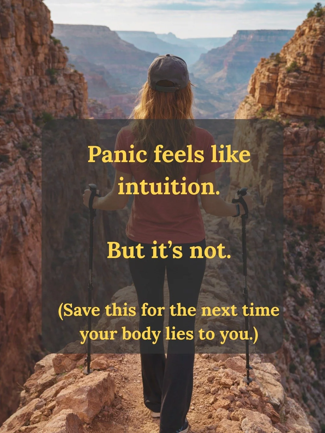 One thing I wish I had known sooner:

Just because it feels urgent&hellip; doesn&rsquo;t mean it&rsquo;s true.

On a hike at the Grand Canyon, my body flooded with adrenaline. My heart raced. My legs felt shaky. My thoughts got loud.

And my brain to