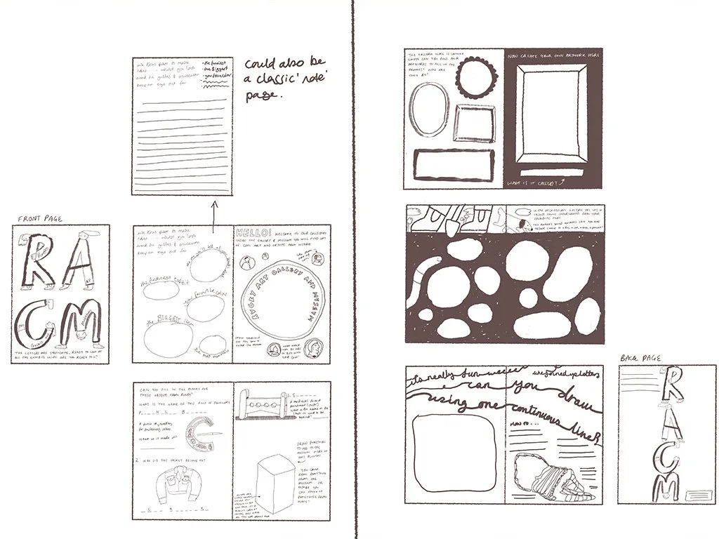 Thumbnail sketches exploring initial illustration ideas