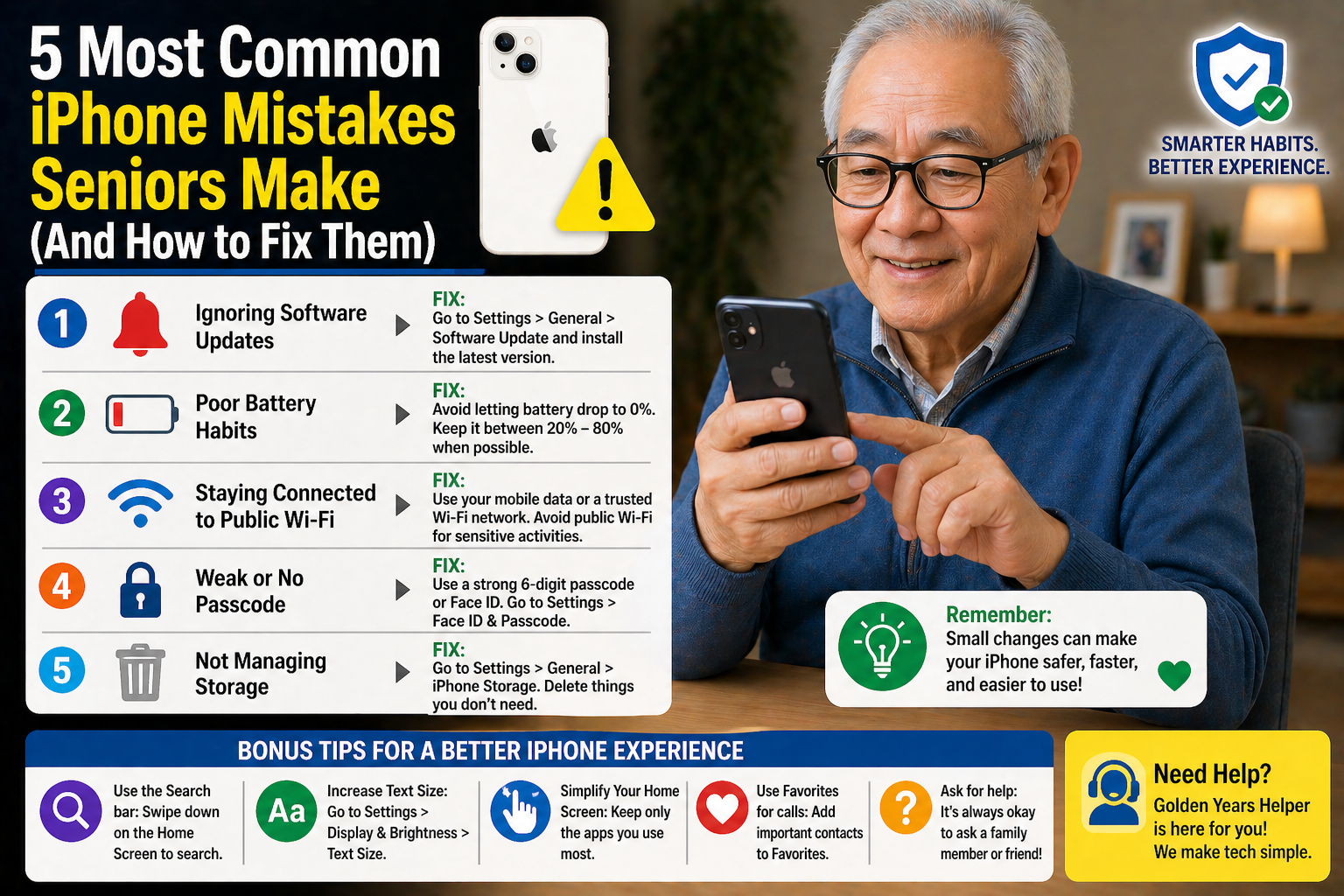 5 Most Common iPhone Mistakes Seniors Make (And How to Fix Them)