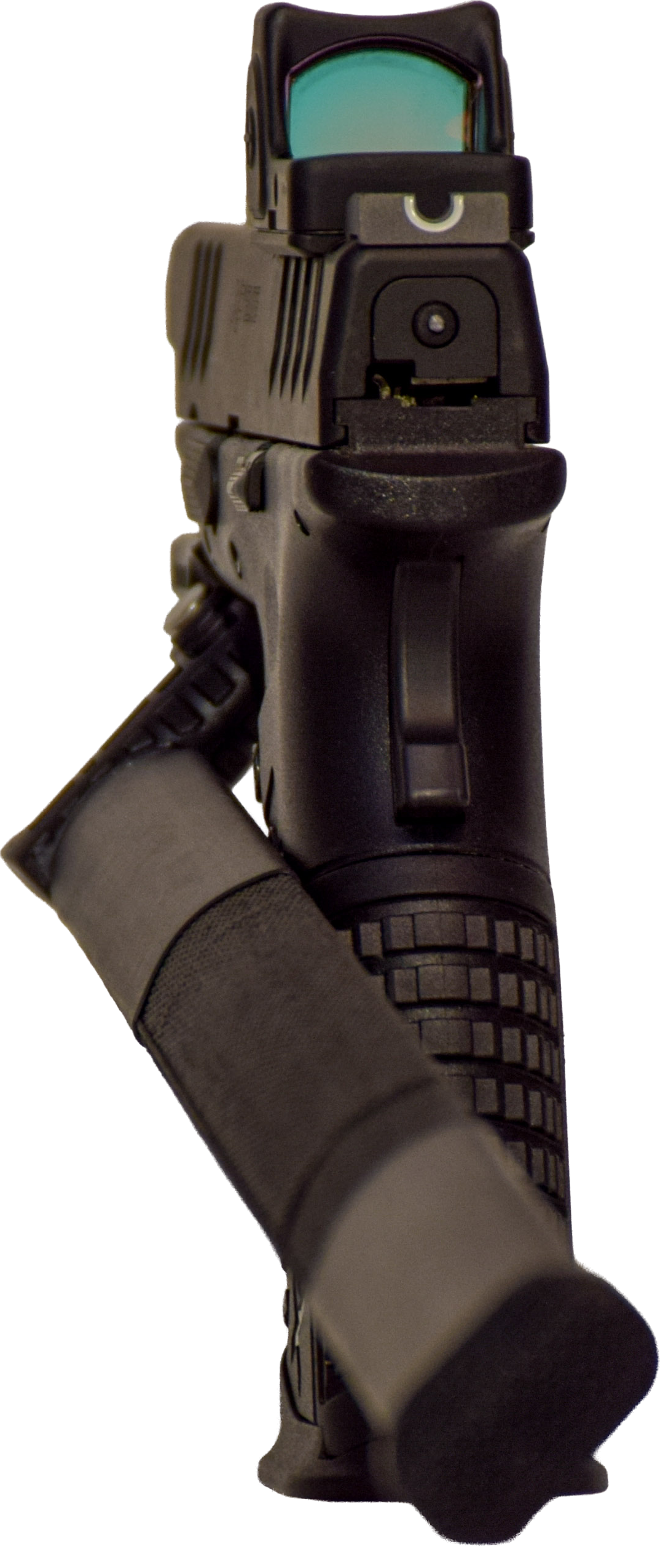 3rd Point pistol stock installed, rear view