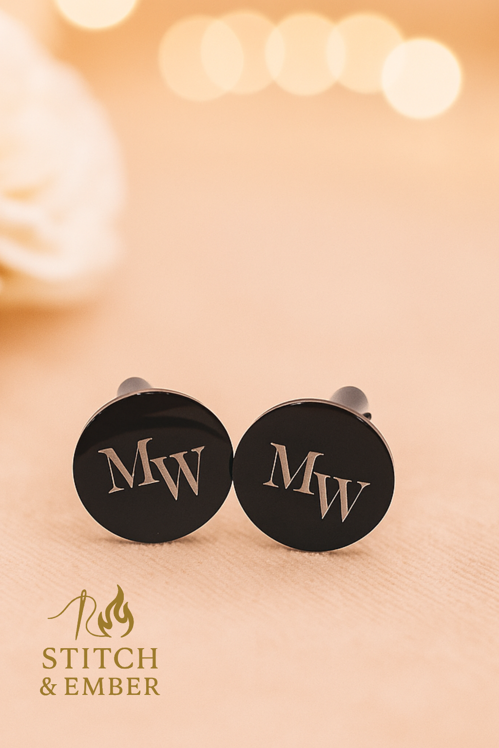 Laser engraved monogrammed cufflinks