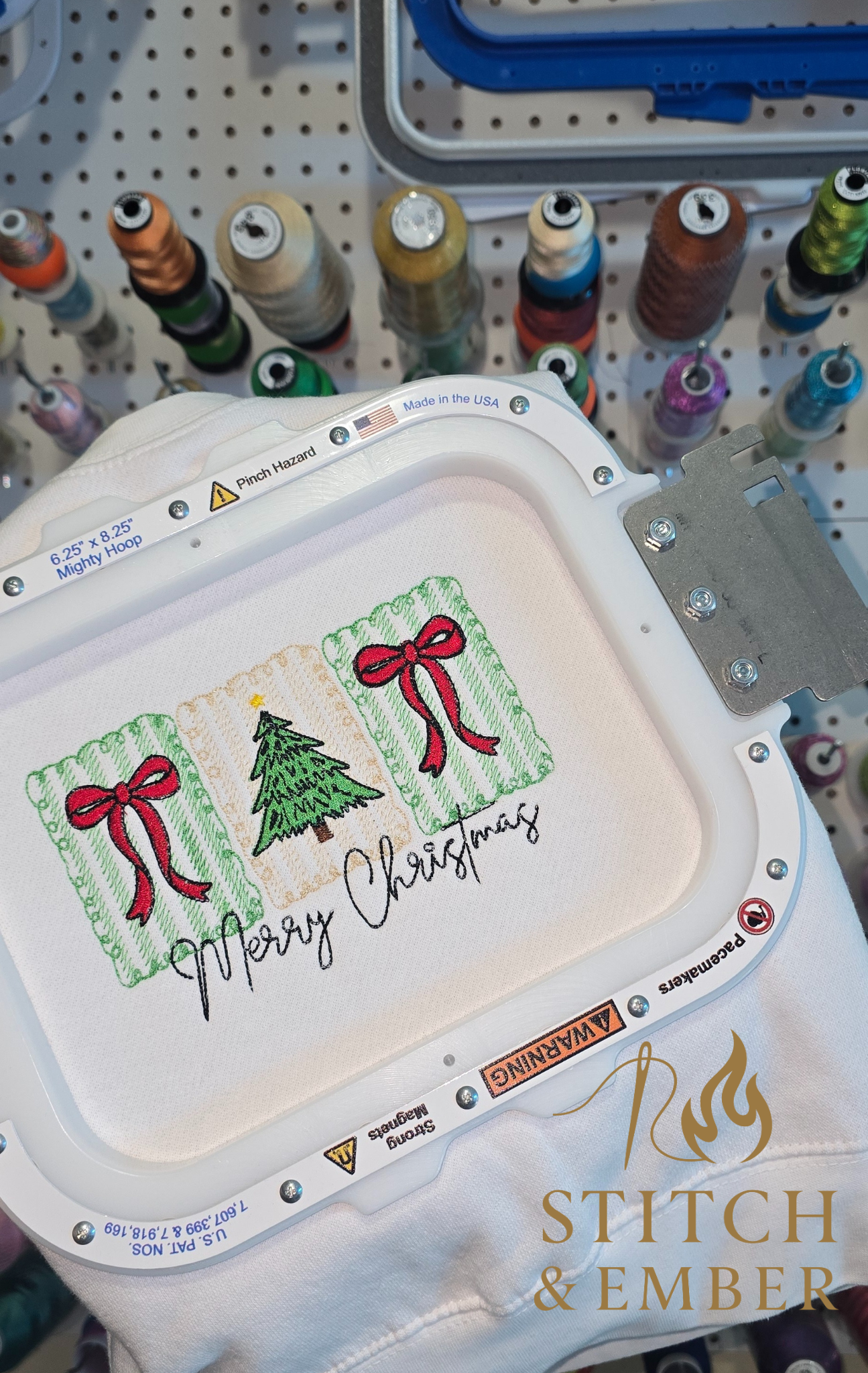 Embroidered Merry Christmas Coquette Bow Christmas Tree Stamp Toddler Sweatshirt