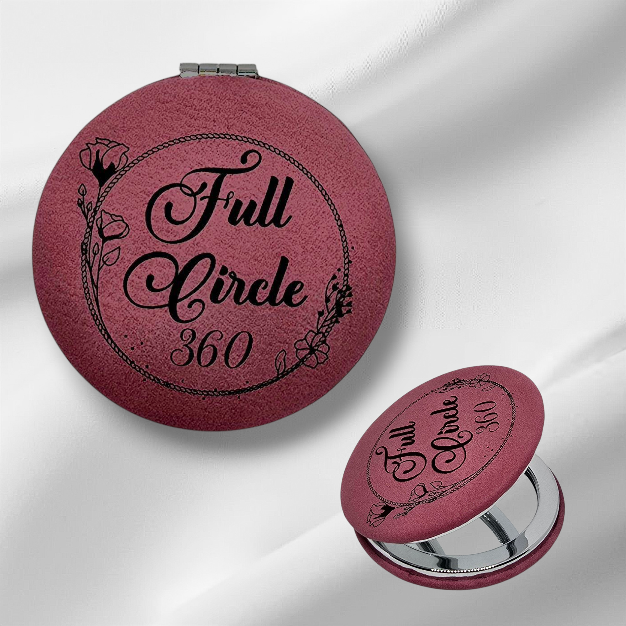 Custom Laser Engraved Leatherette Branded/Promotional Compact Mirror