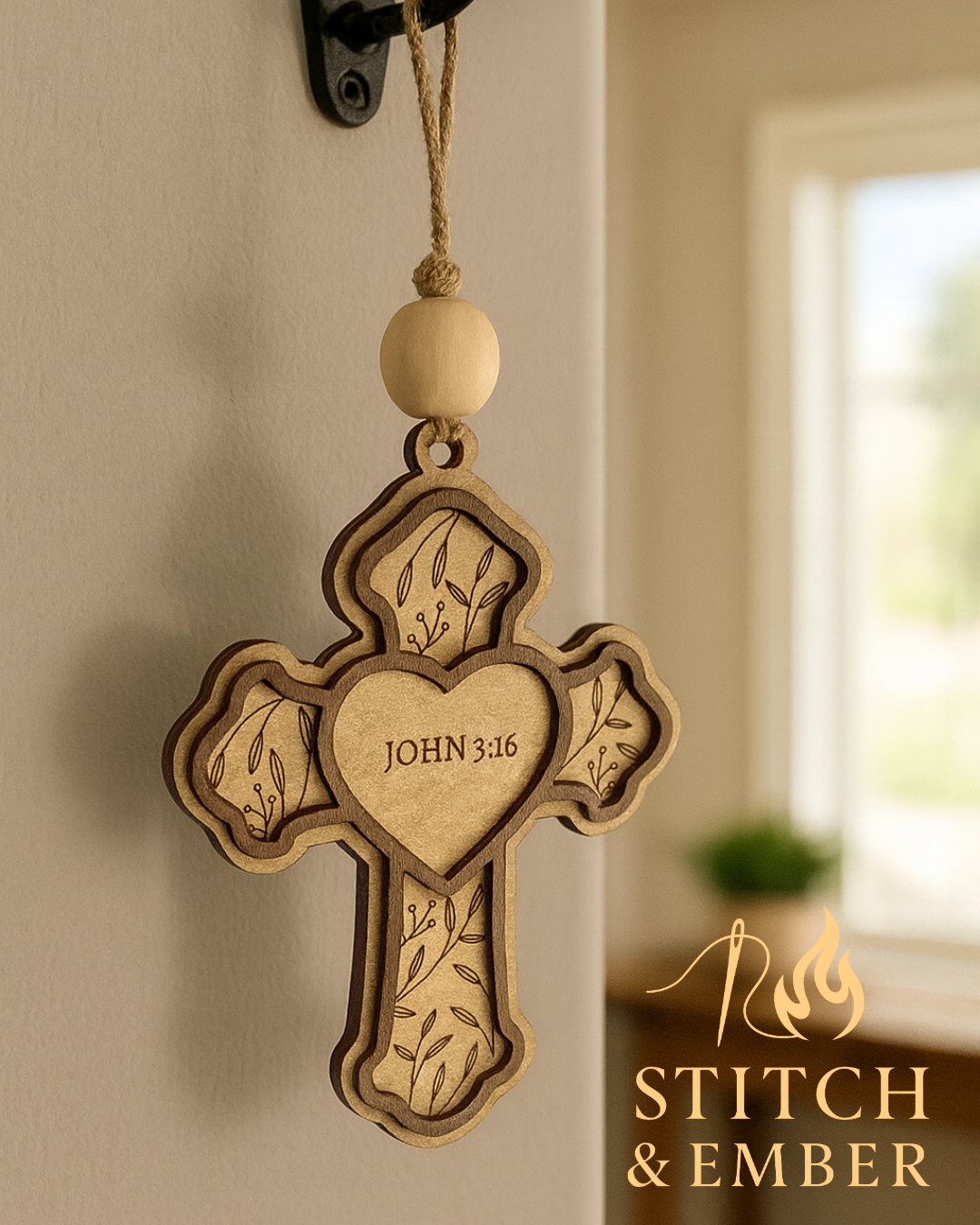 Custom Bible Verse Engraved Wooden Cross