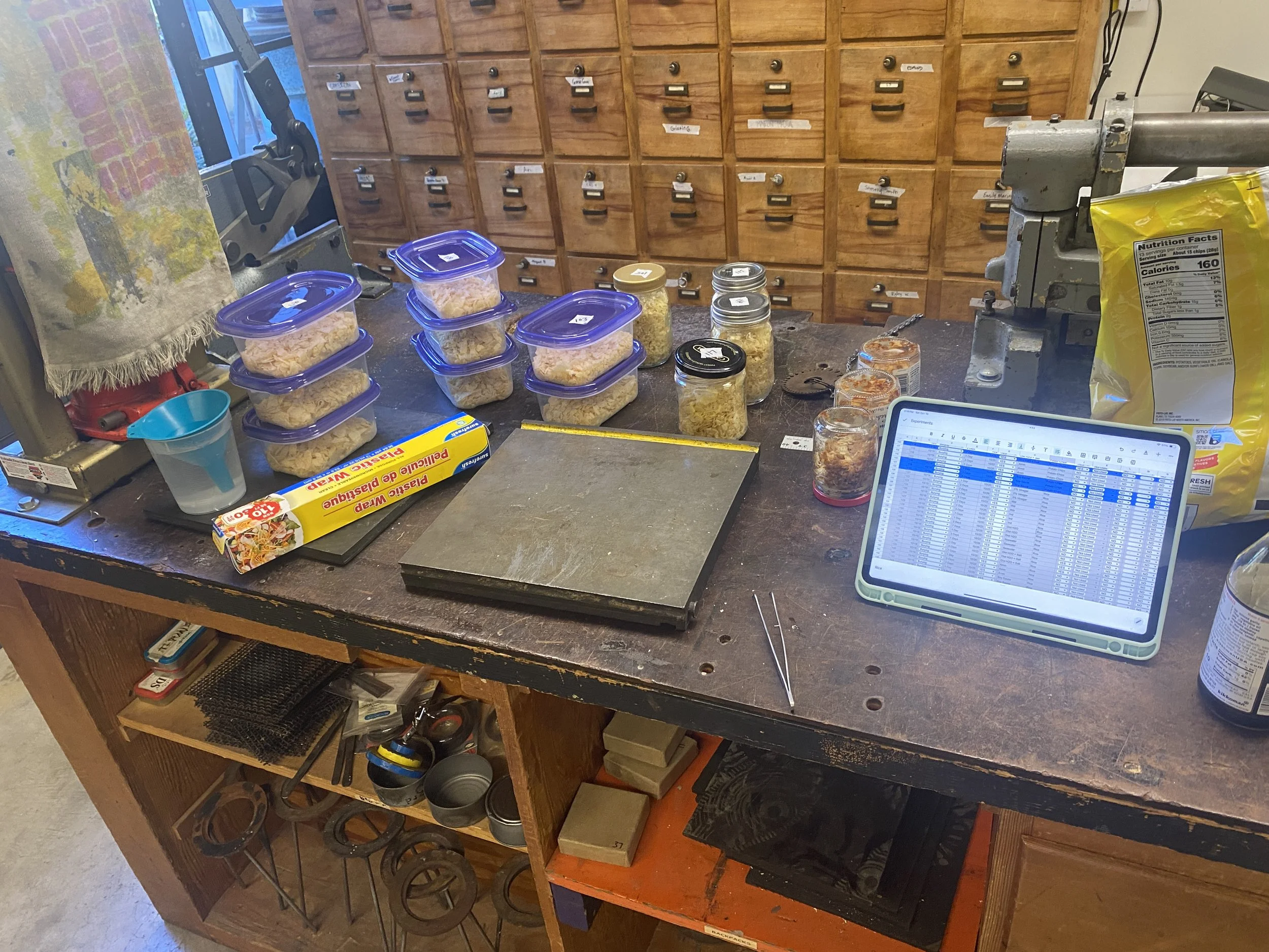 More jars. These are filled with crushed potato chips