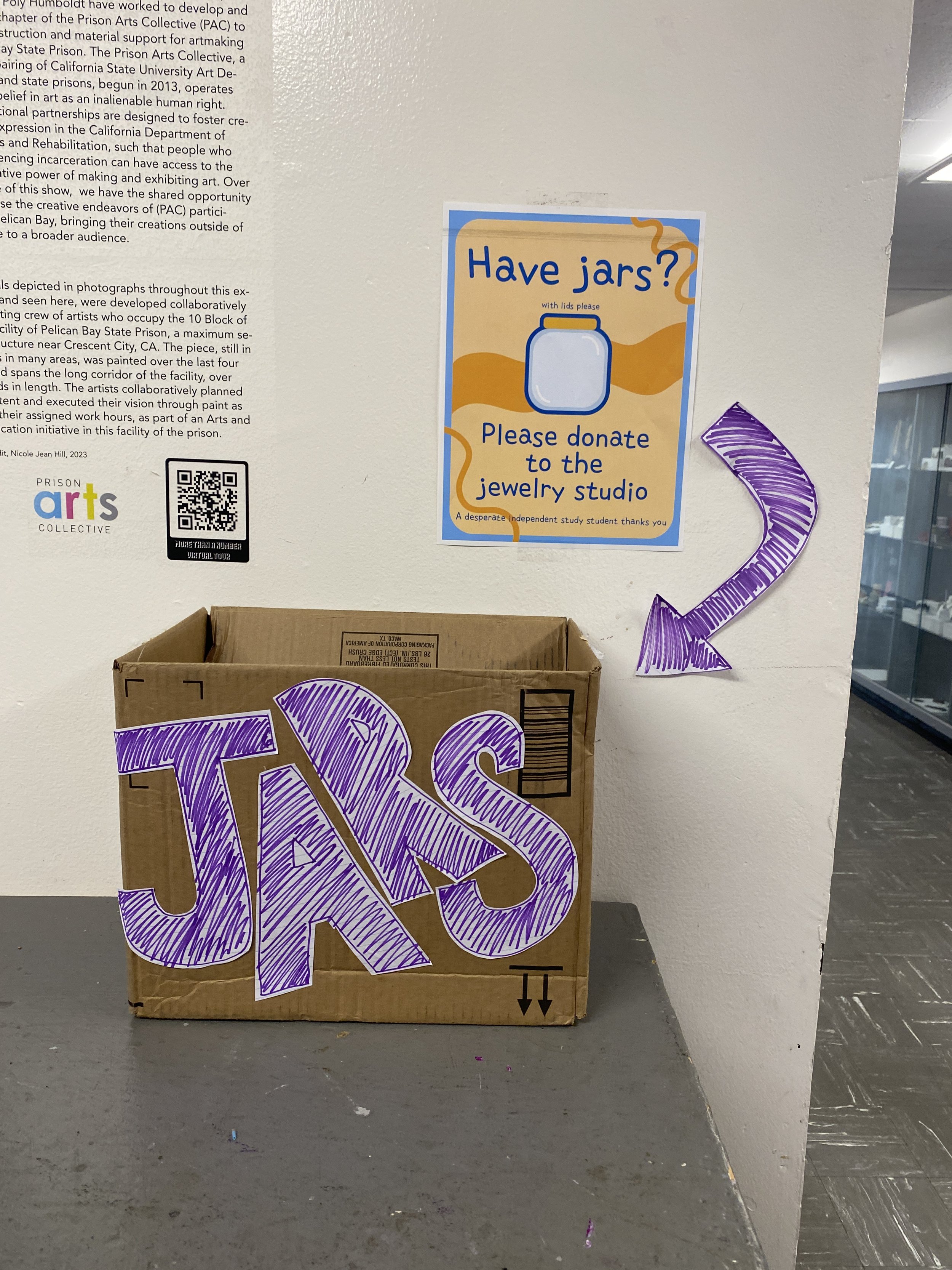 Jar donation in the Art B hallway