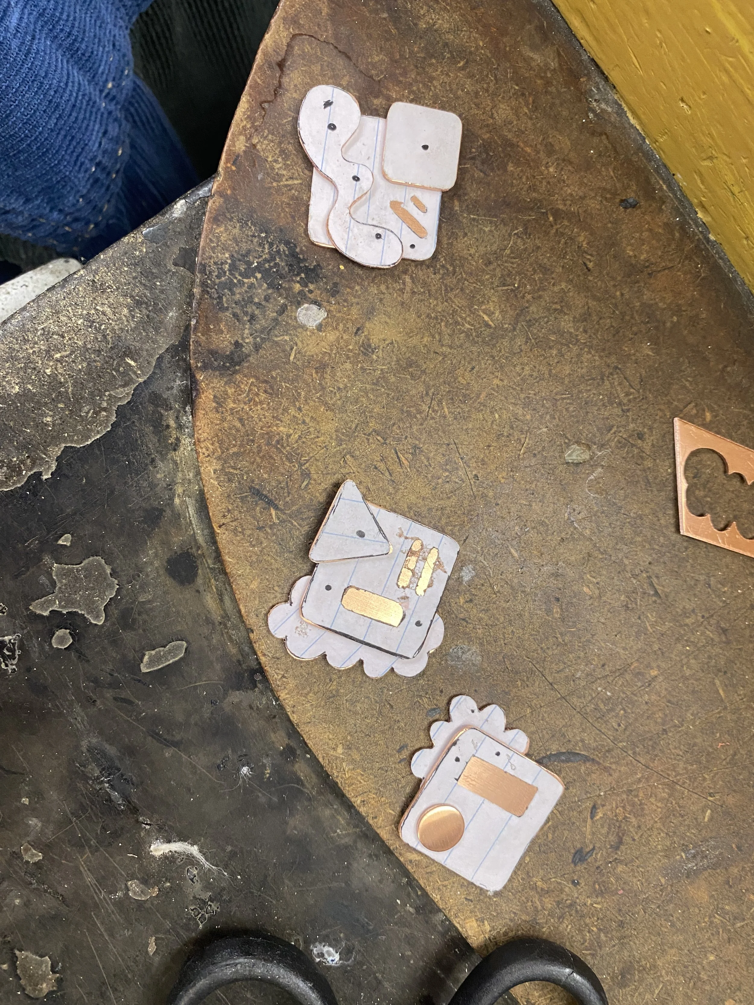 In progress brooch cutting