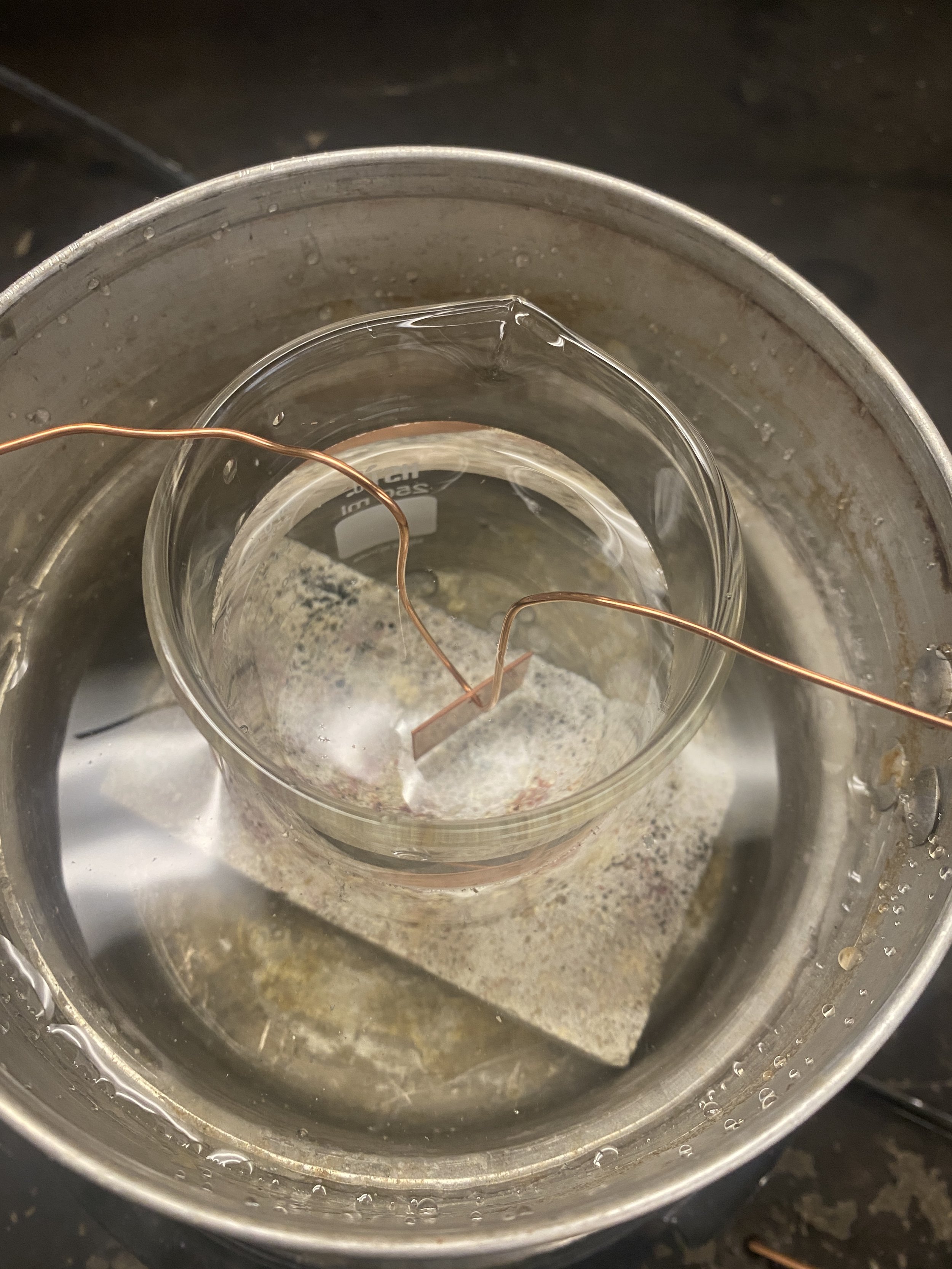 Sample immersed in double boiler