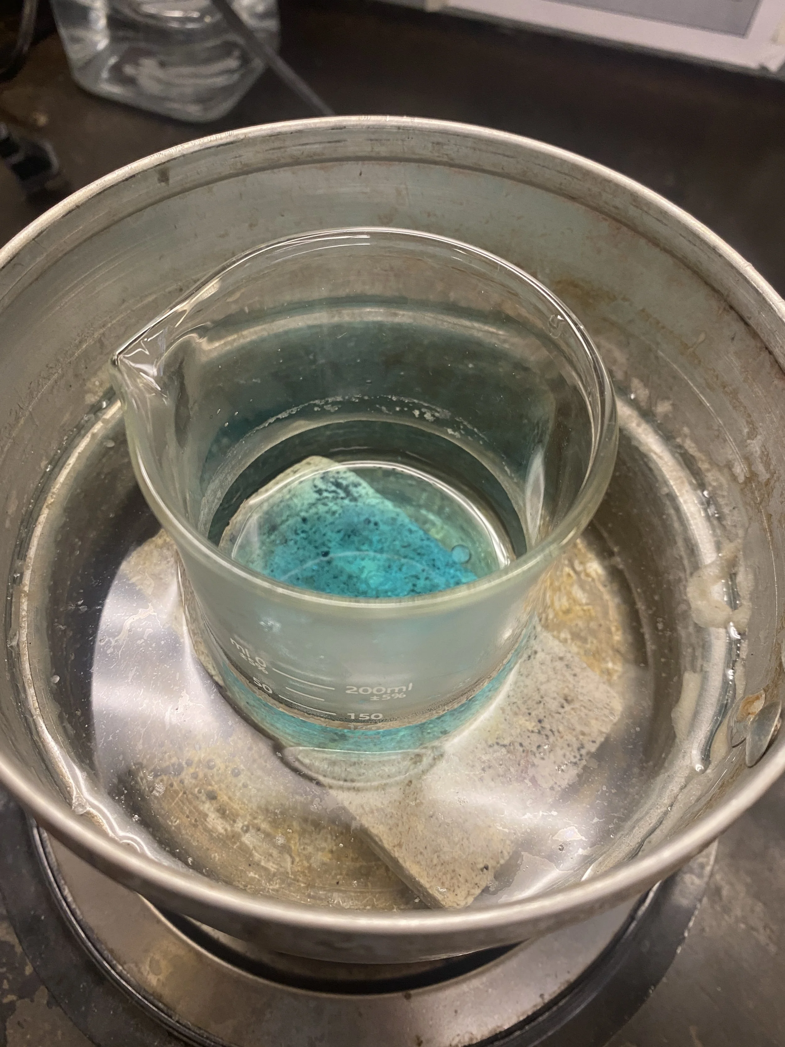 Dried chemical ingredients for immersion sample in the double boiler