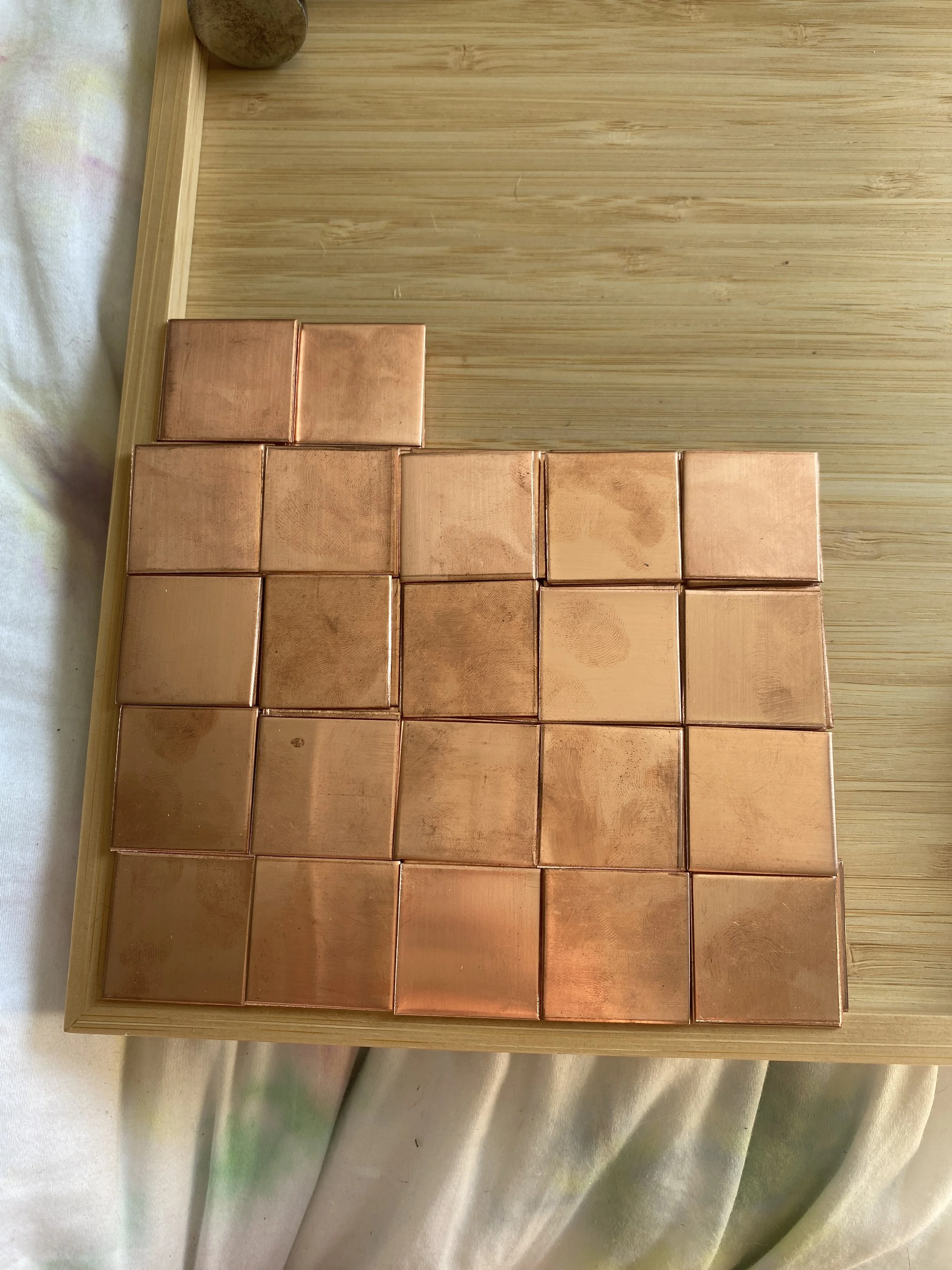 270 blank copper squares cut 1 by 1 inch