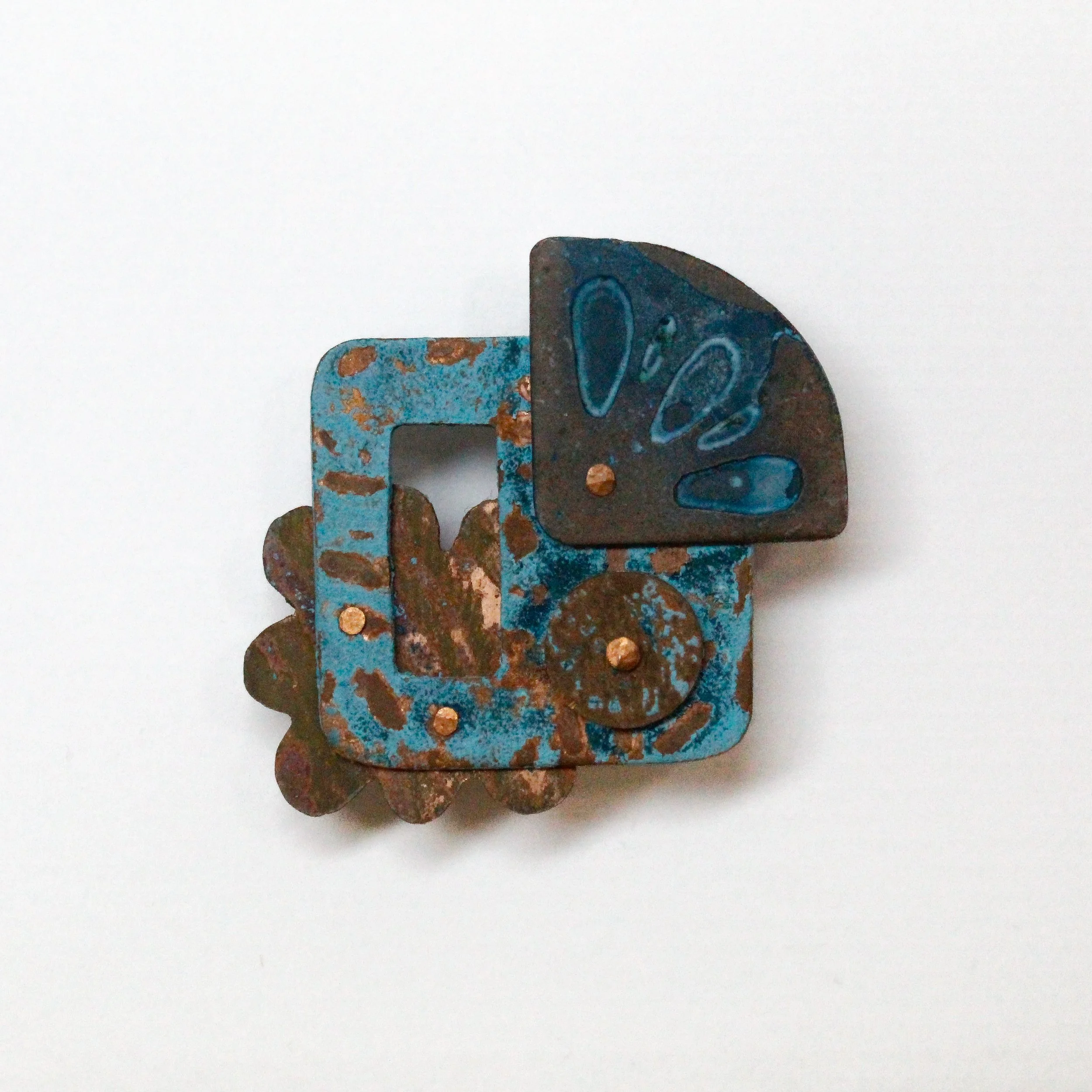 024056129173 | copper, assorted verdigris patination | 1.375" x 1.375" | 2024 | Front