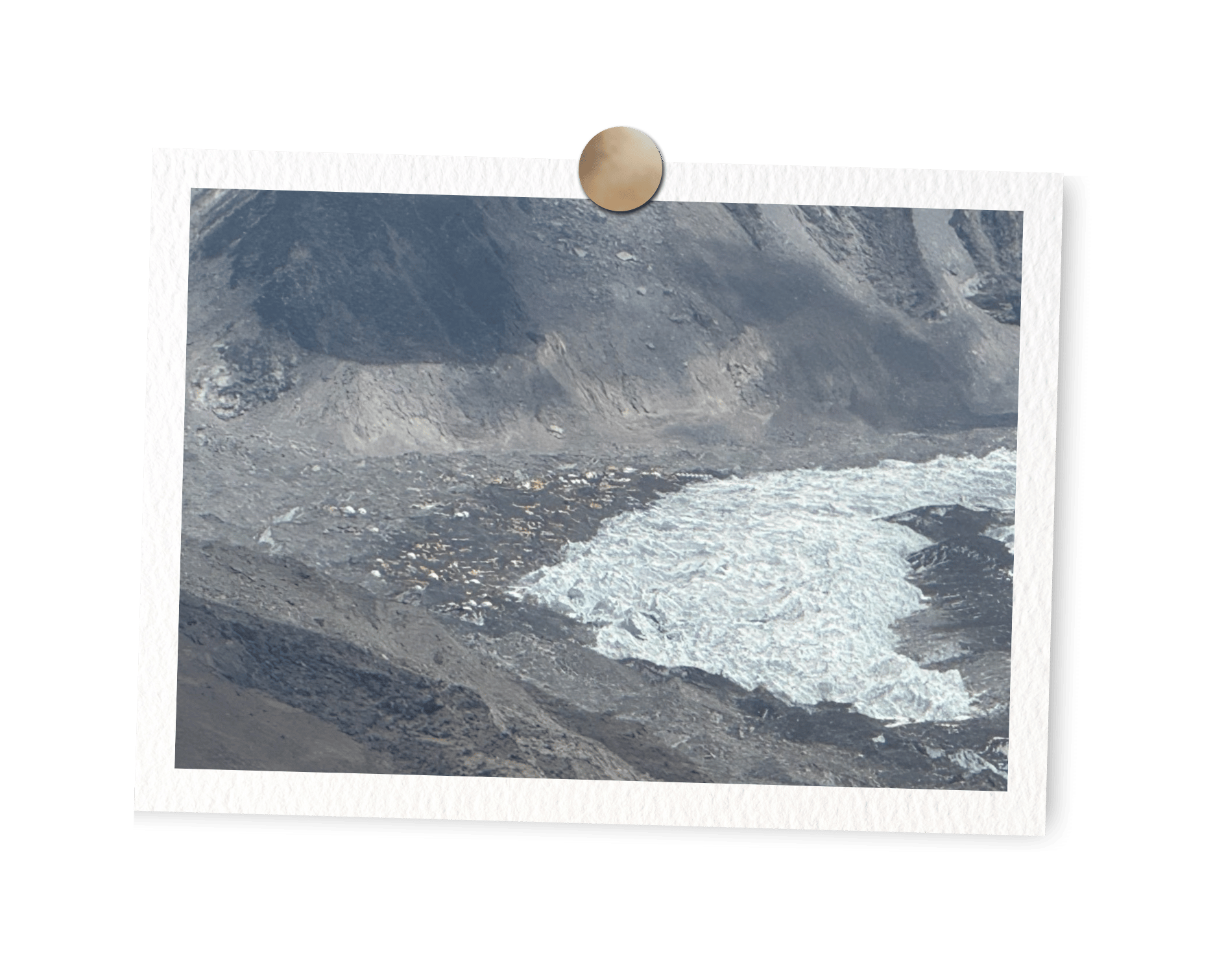 View of Everest Base Camp and the Khumbu Icefall from Lobuche.