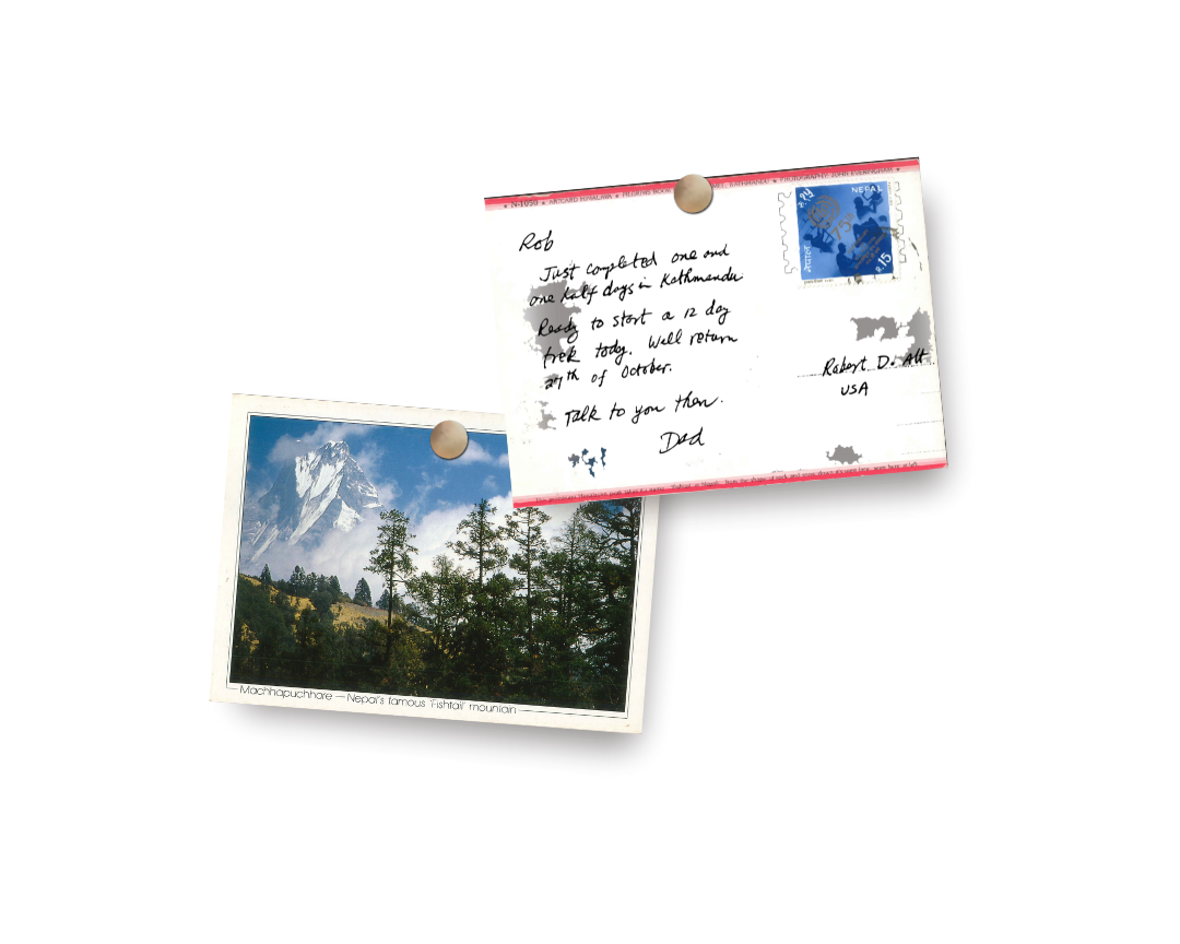 Full circle life moments and Dad’s postcard from Nepal