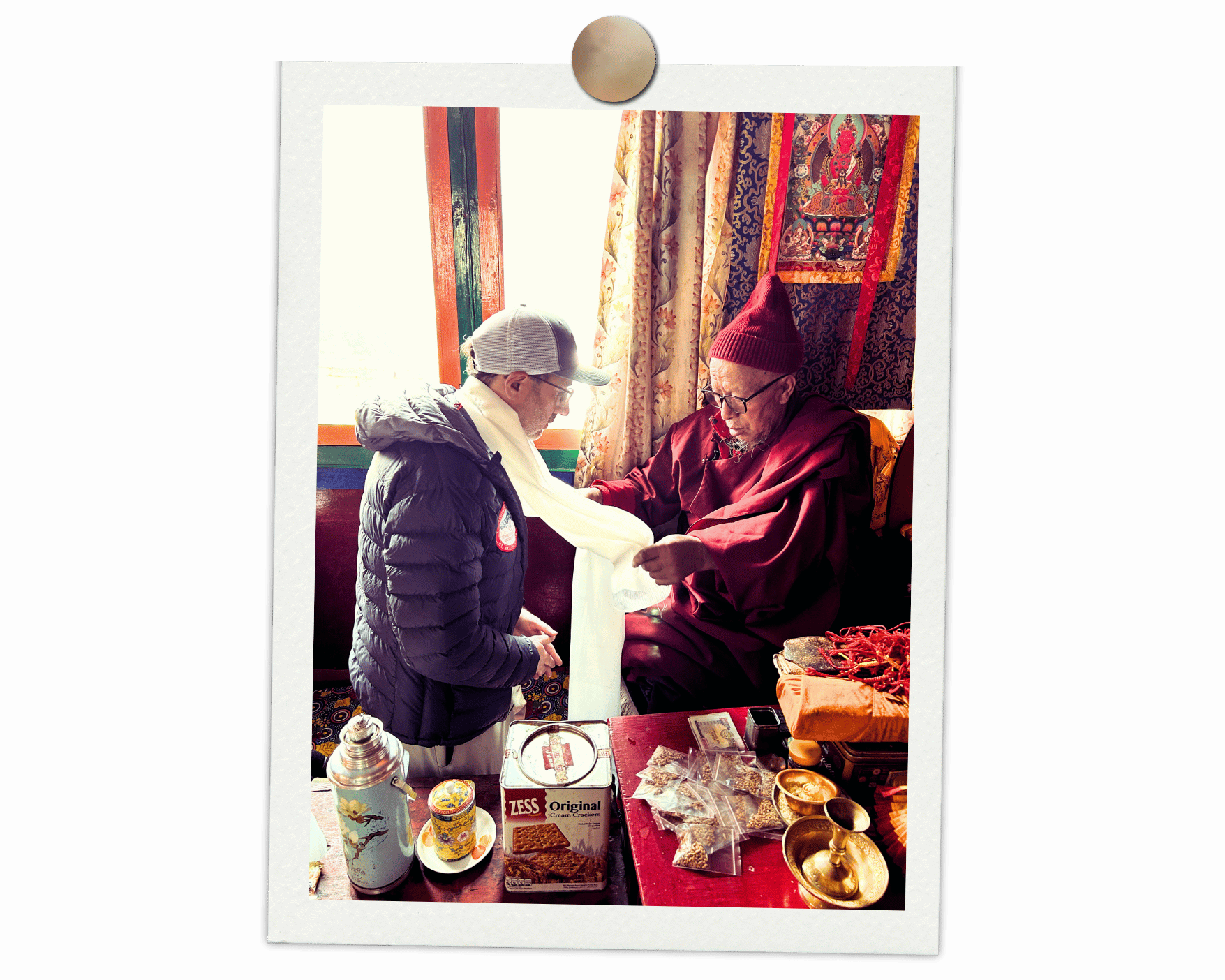 Robert Alt receiving a blessing from the Lama.