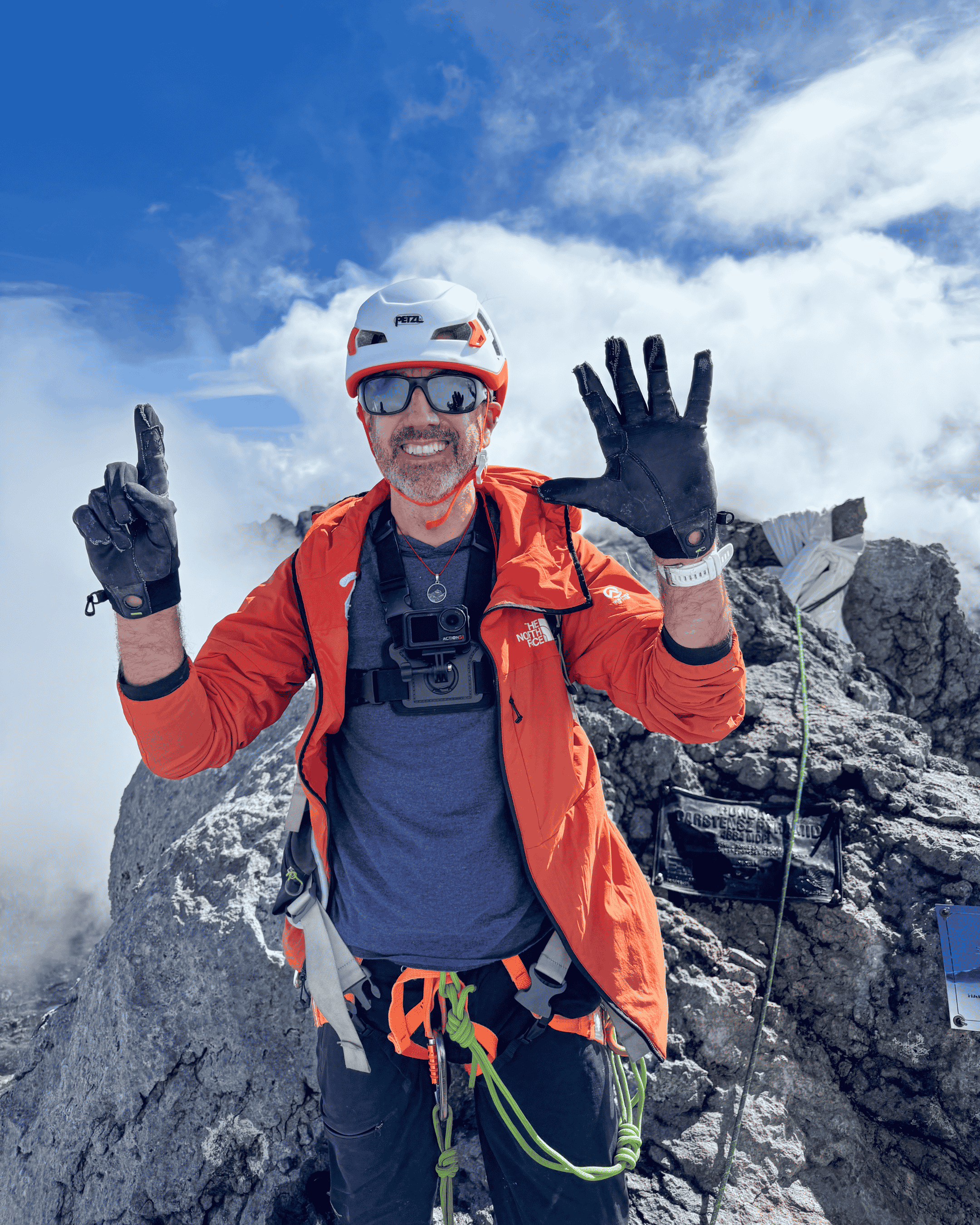 Robert Alt at the summit of Puncak Jaya in October of 2025.