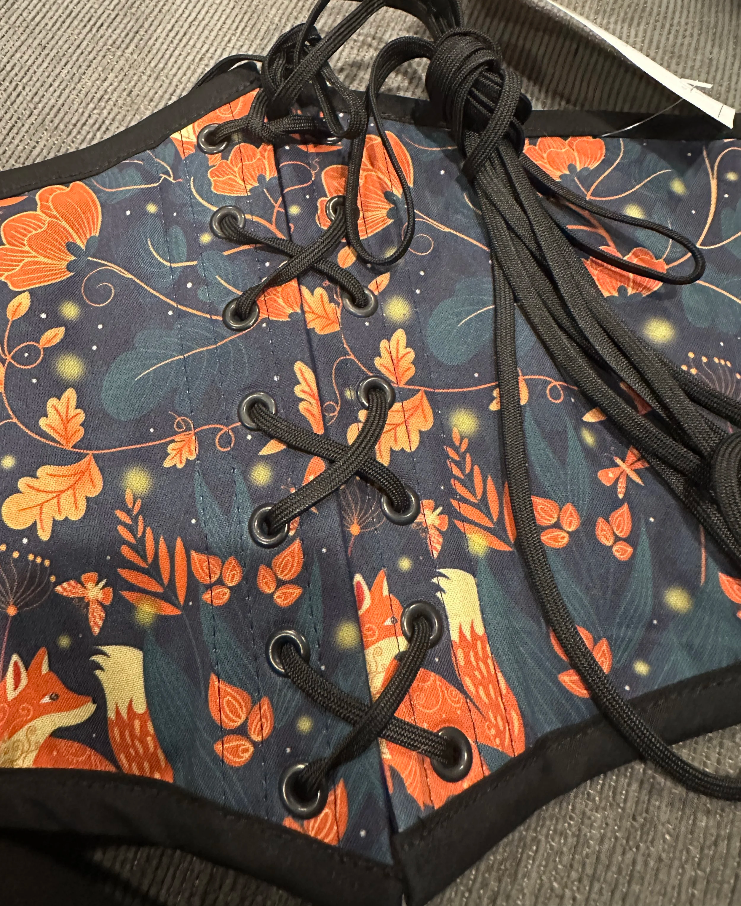 Belt - Poppy Foxes & Navy Reversible Corset Belt