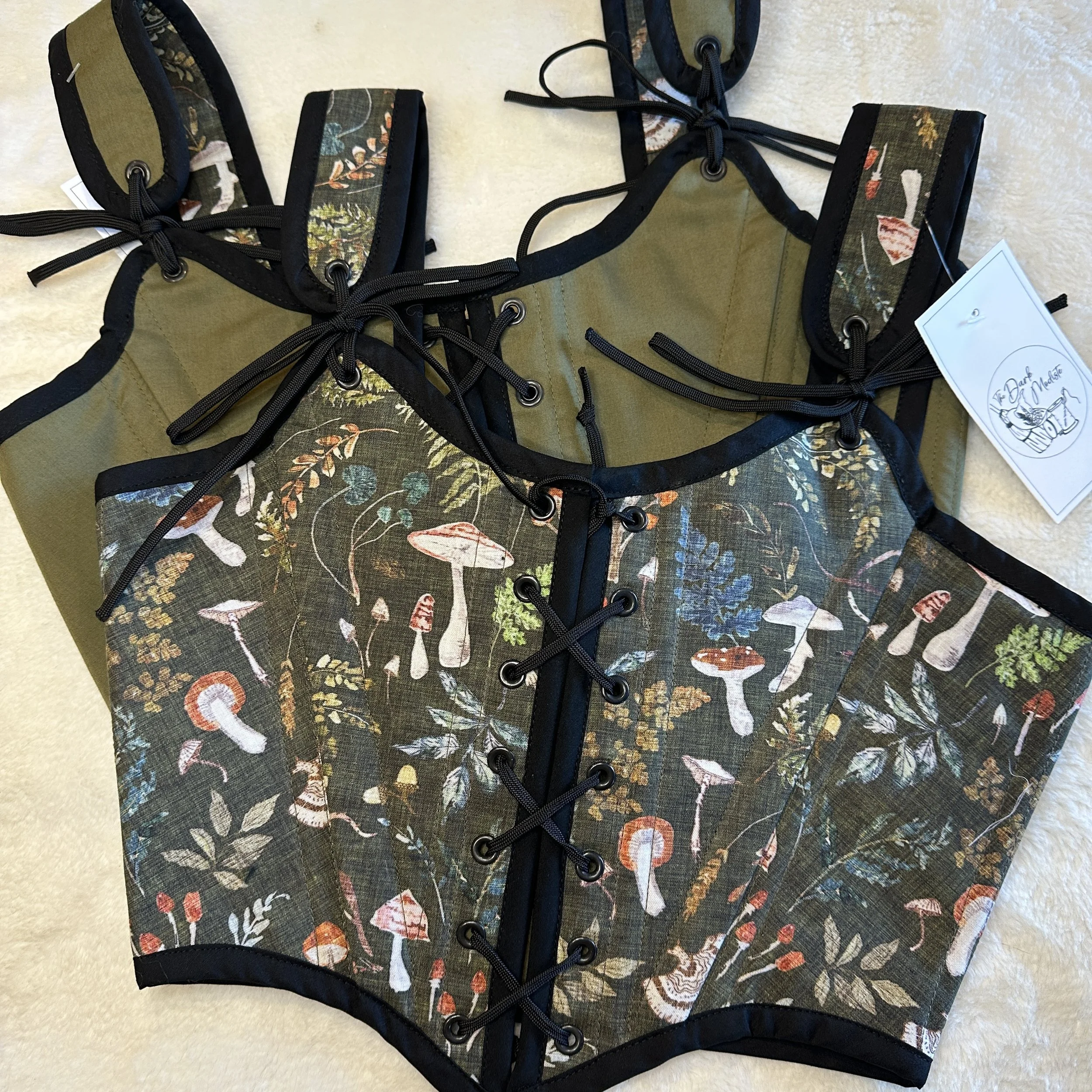Bodice - Fern and Mushroom & Sage Cotton Reversible Bodice