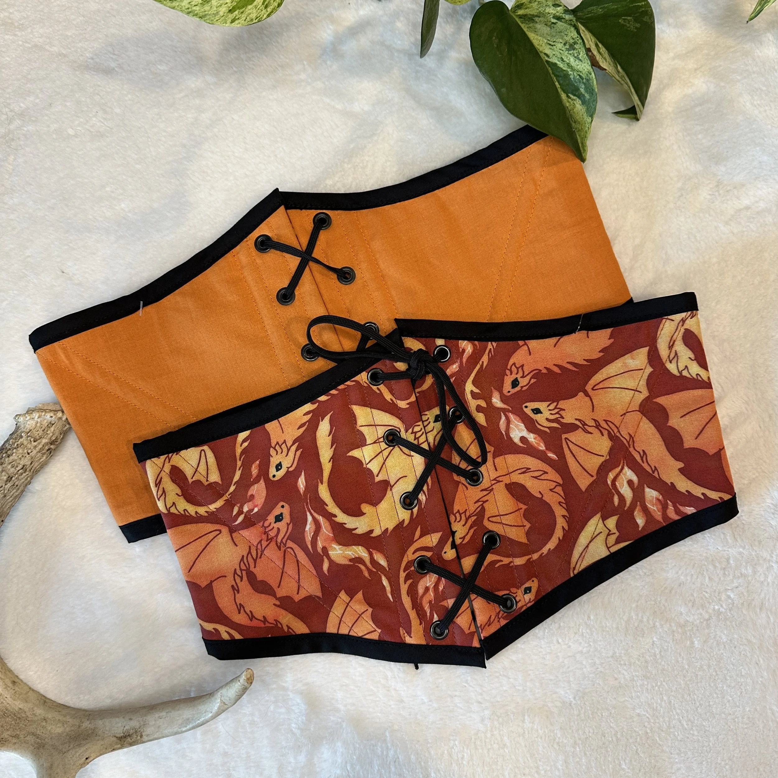 Belt - Fire Dragons & Orange Cotton Corset Belt