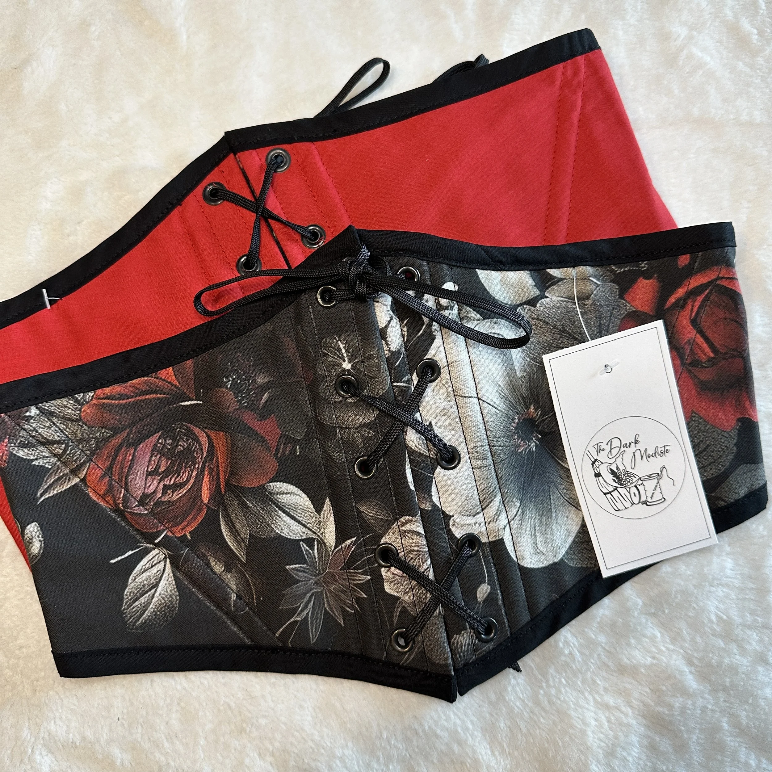 Belt - Blood Rose & Red Reversible Corset Belt