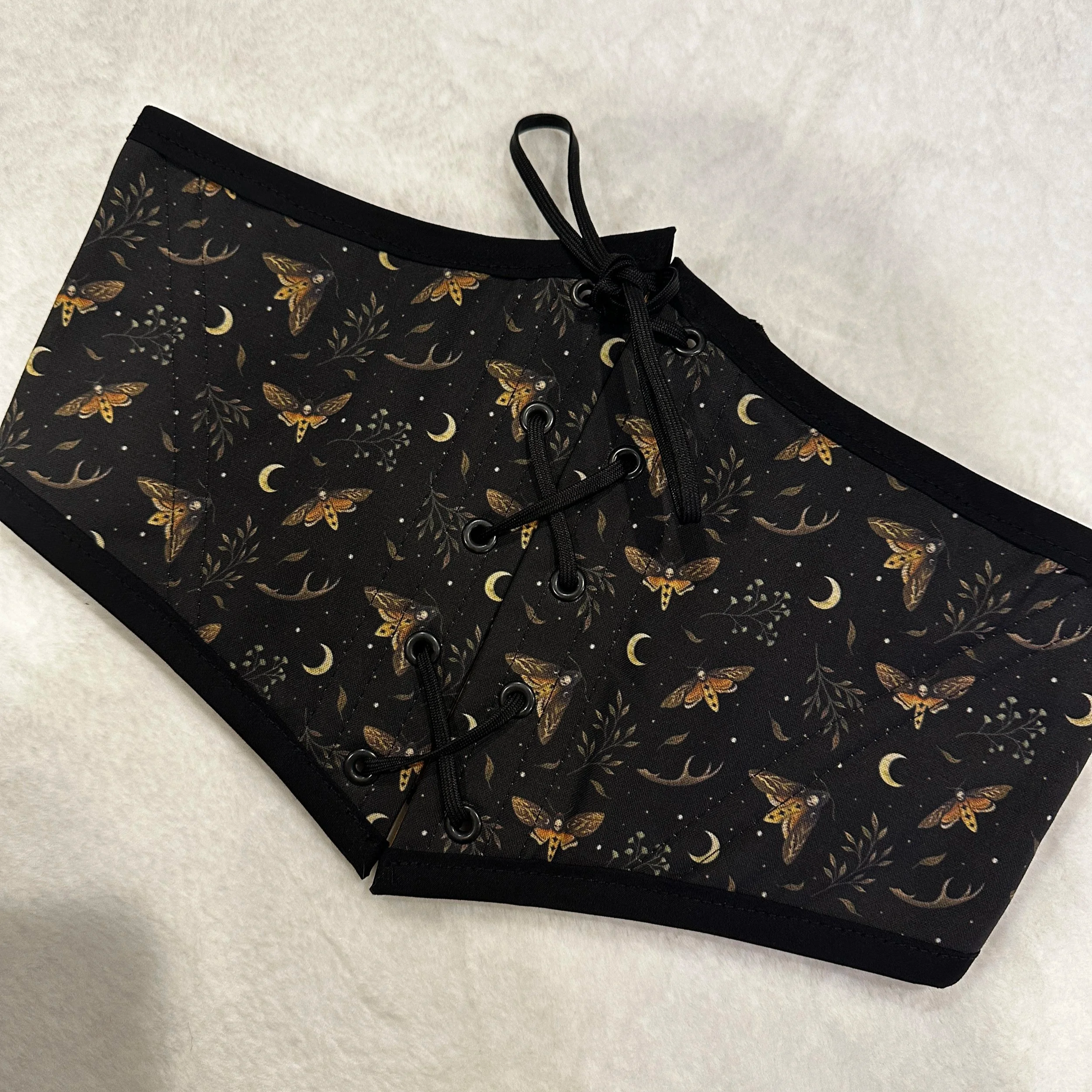 Belt - Deathhead Moth & Gold Reversible Corset Belt