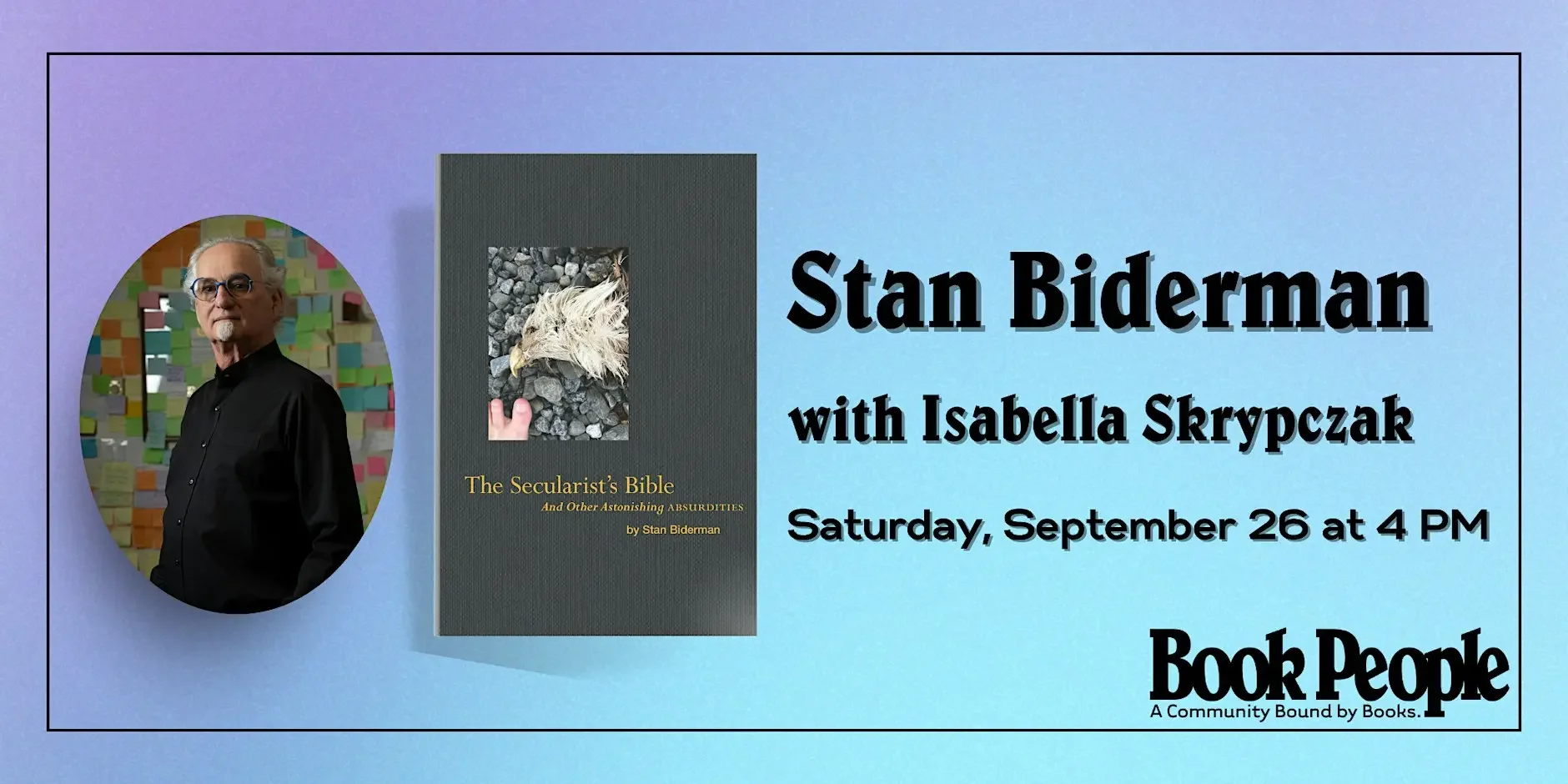 9/26 Moderator for Book Talk with Author Stan Biderman