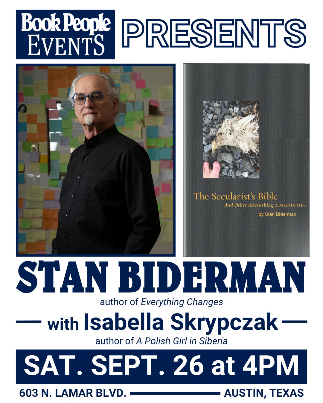 Moderator for BookPeople Presents: Stan Biderman - The Secularist's Bible