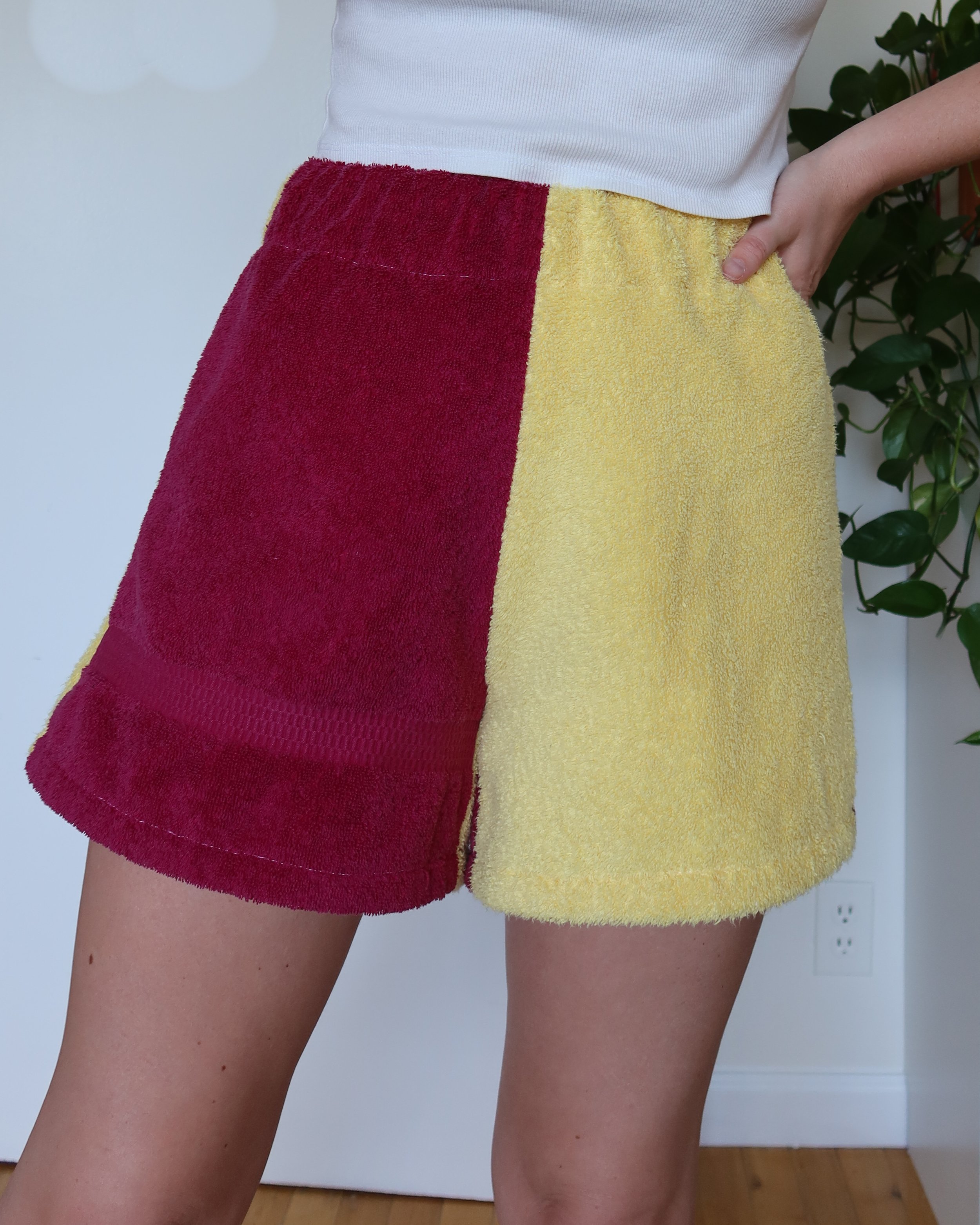 Yellow & Raspberry Towel Shorts (XS/S)