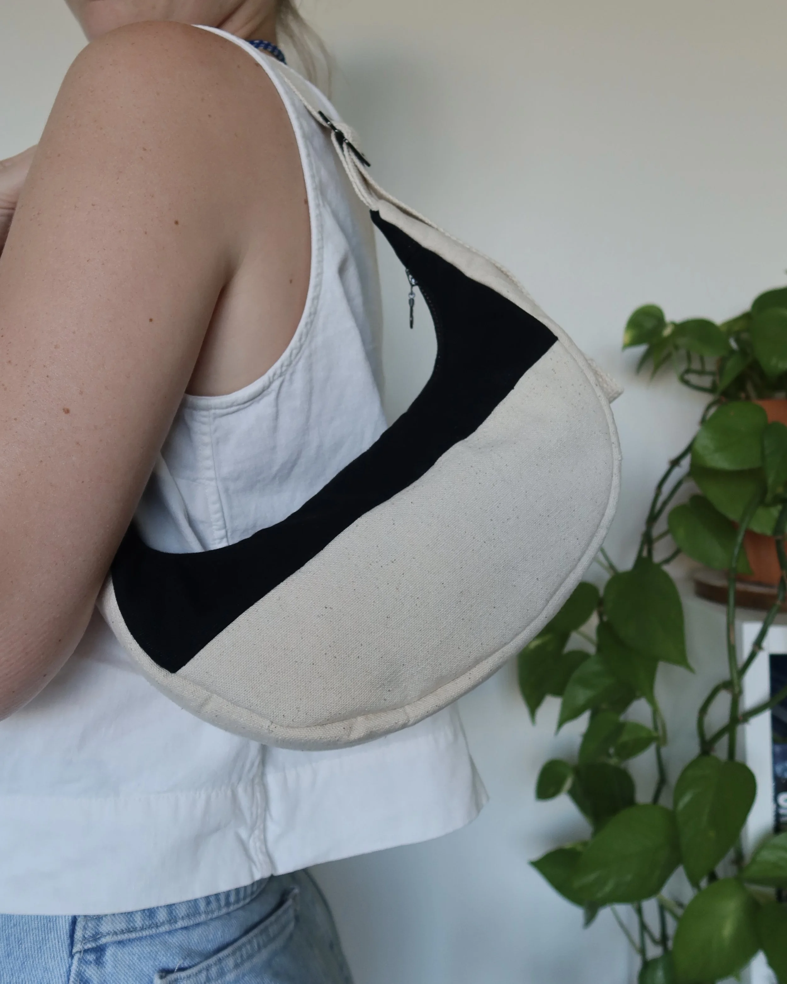 Black & White Crescent Bag