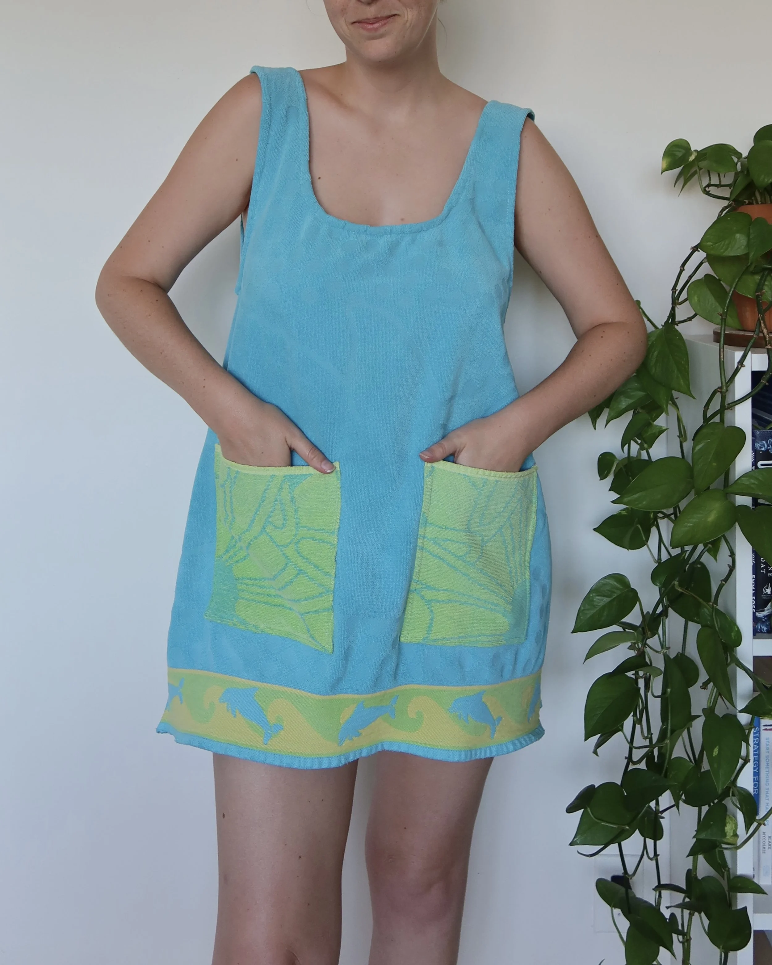 Dolphin Upcycled Towel Dress (S/M)