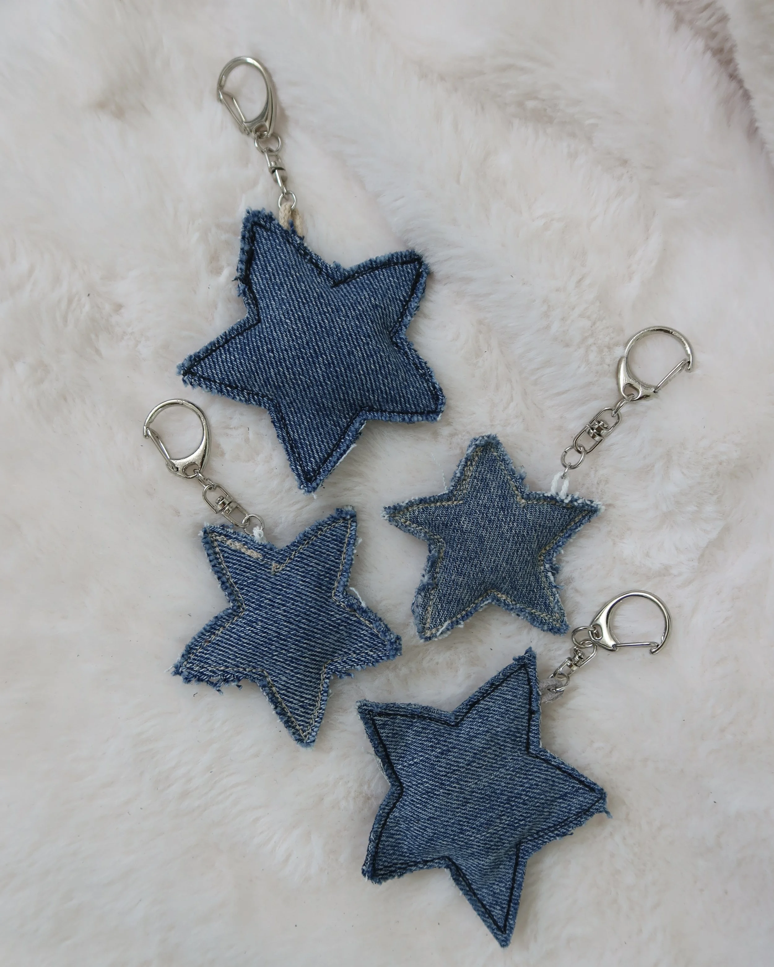 Denim Star Keychain - Medium Blue Wash