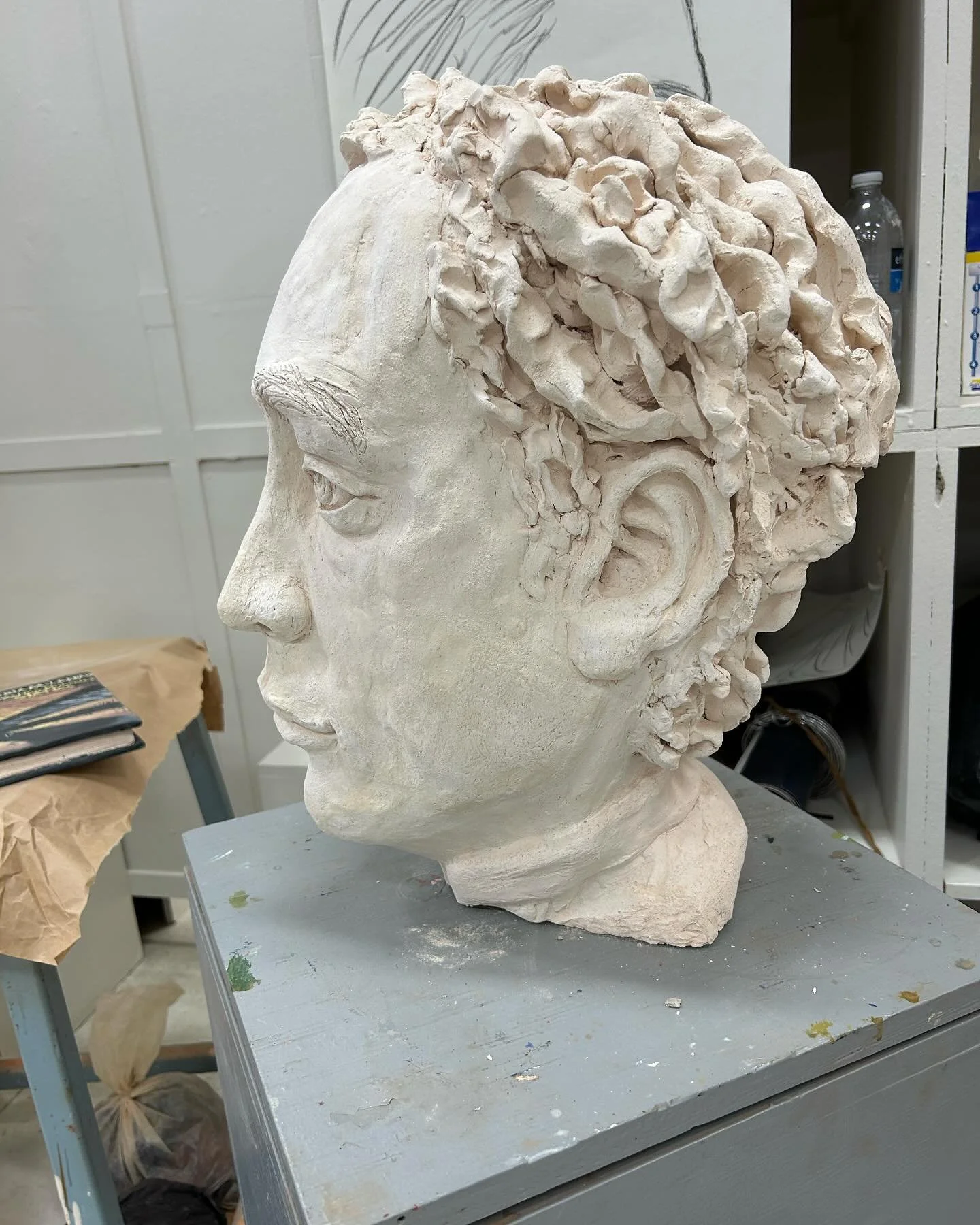 Clay bust in progress