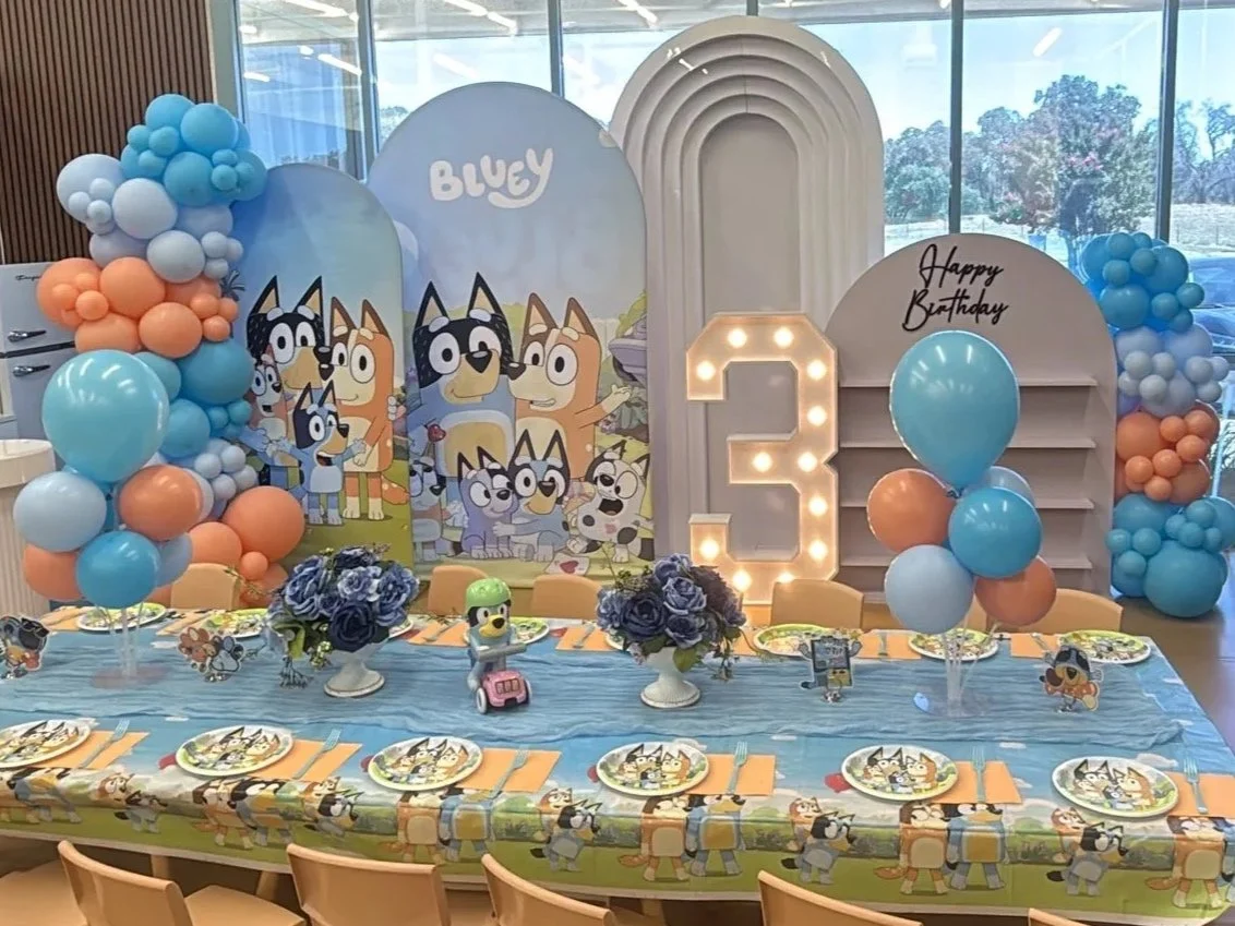 Bluey Deluxe party setup at Enchanted Rocklin