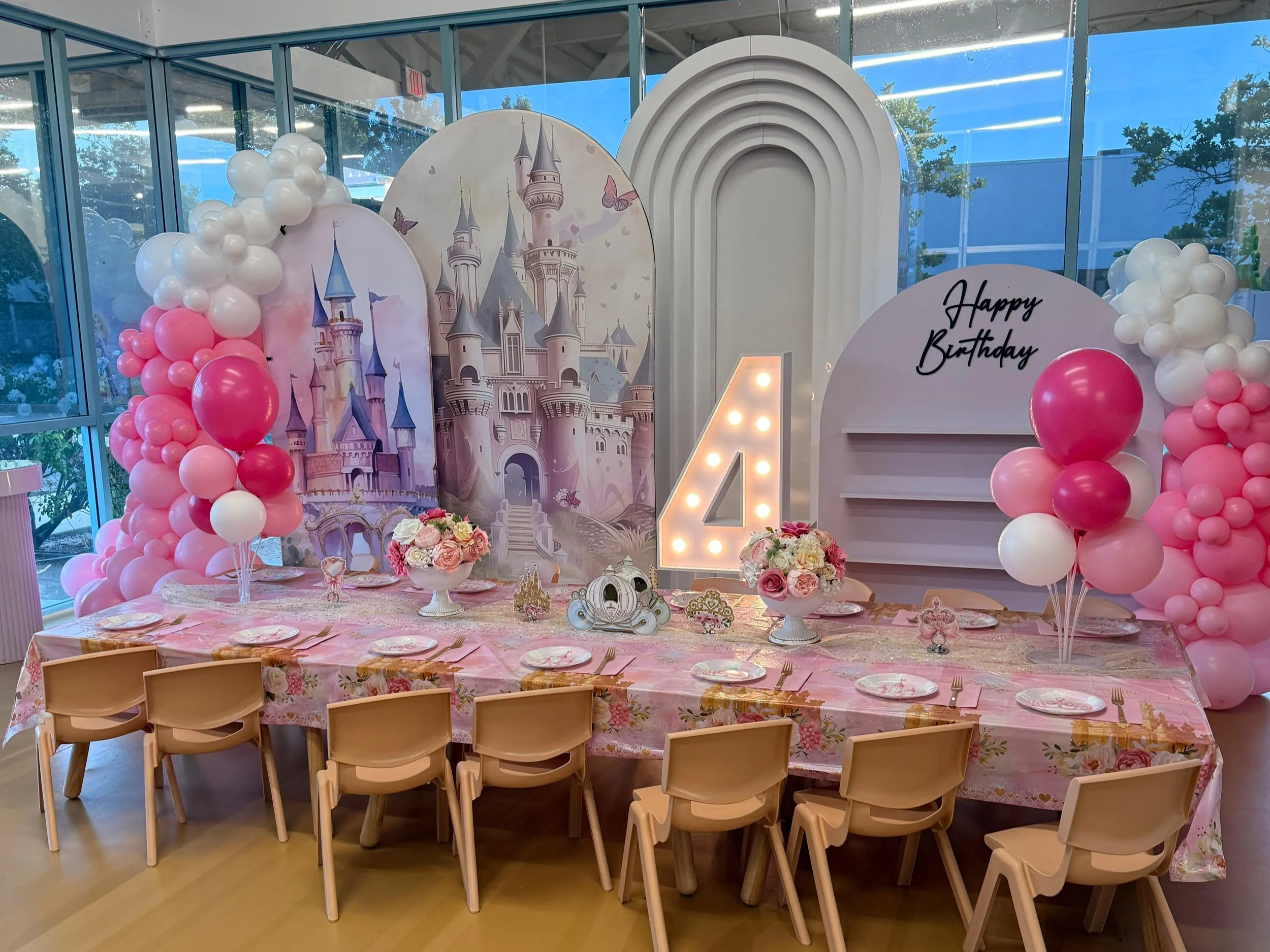 Princess - Pink Deluxe party setup at Enchanted Rocklin