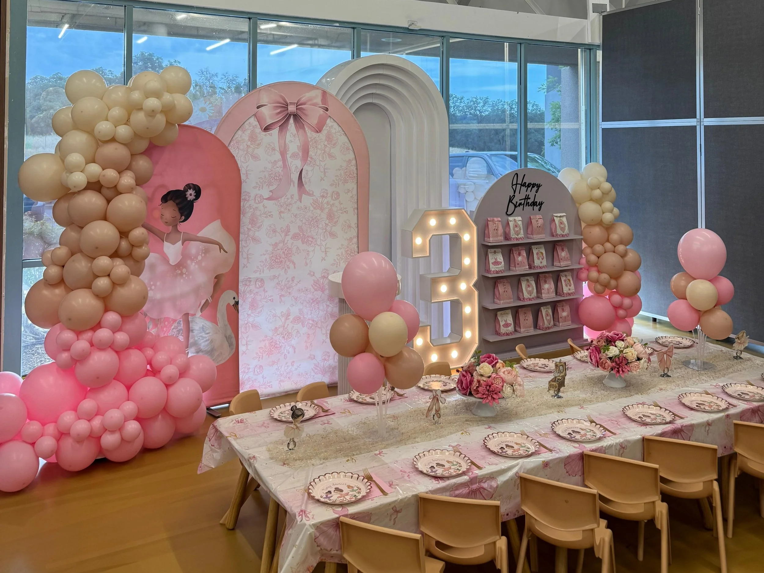 Ballerina Deluxe party setup at Enchanted Rocklin