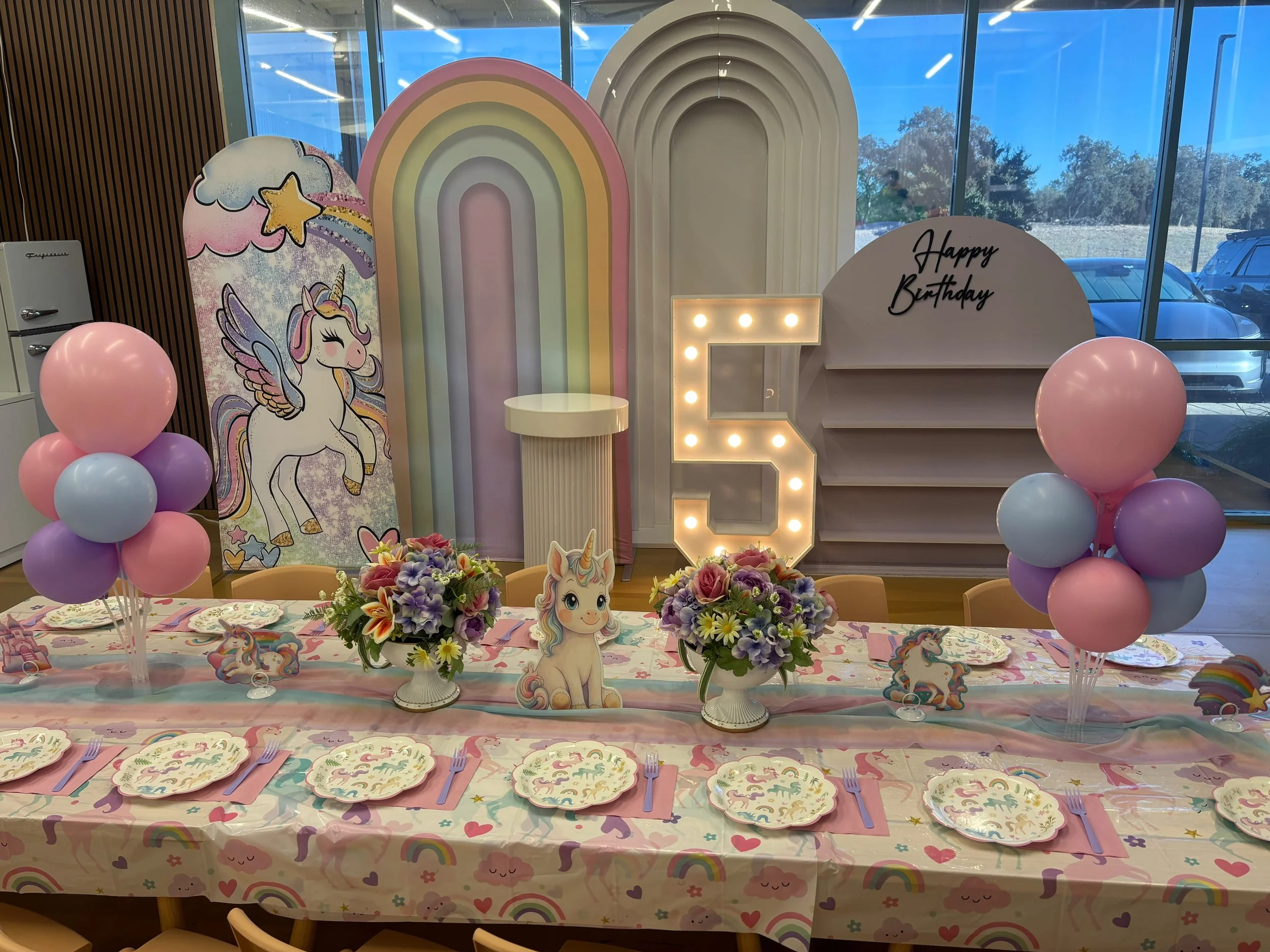 Unicorn Classic party setup at Enchanted Rocklin