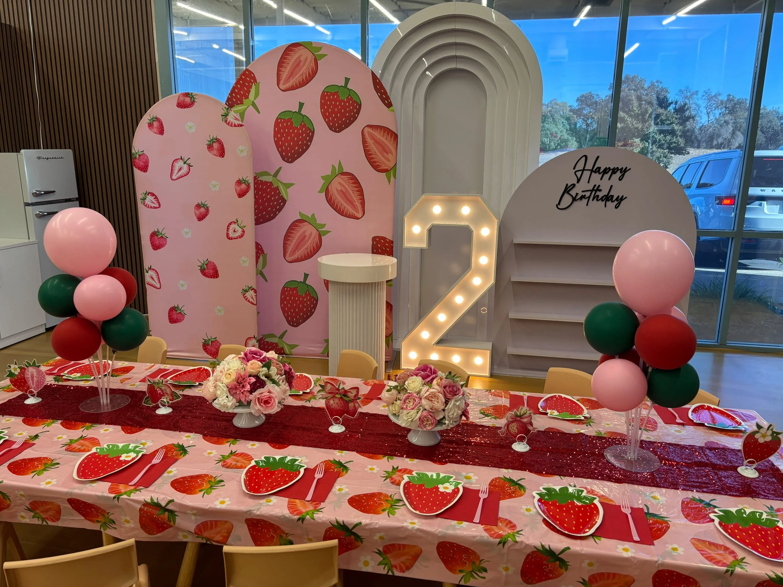Strawberry Classic party setup at Enchanted Rocklin
