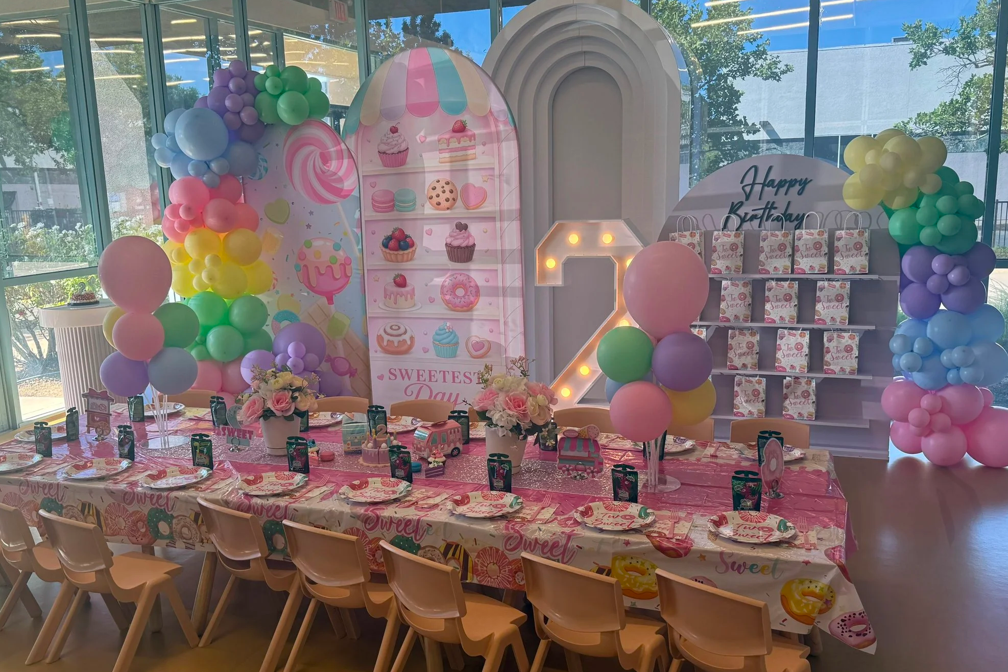 Sweets (Desserts) Birthday Deluxe party setup at Enchanted Rocklin